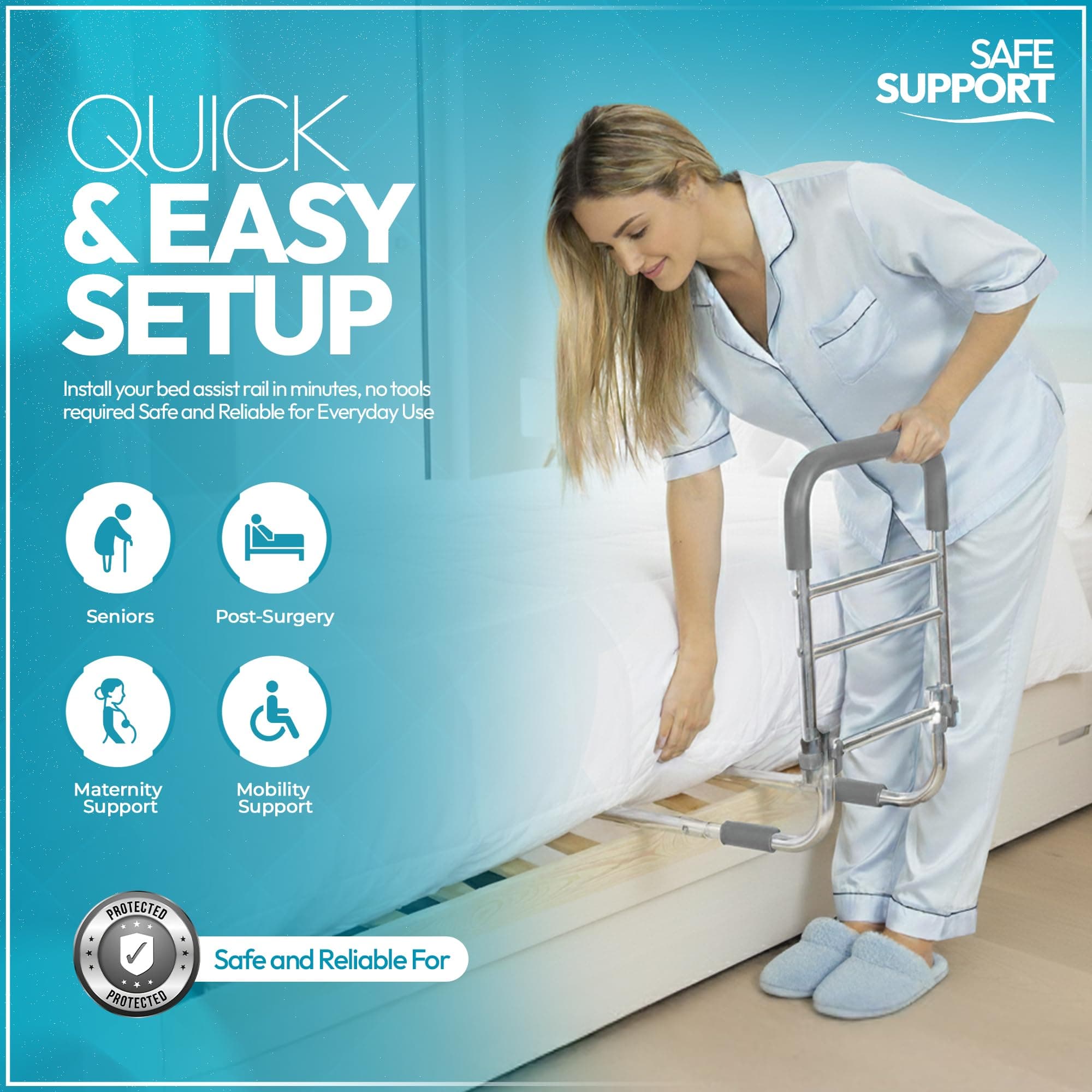 NEDA Bed Rails for Elderly Adults Safety | Medical Grabbers for Seniors & Safety - Thumbnail 7