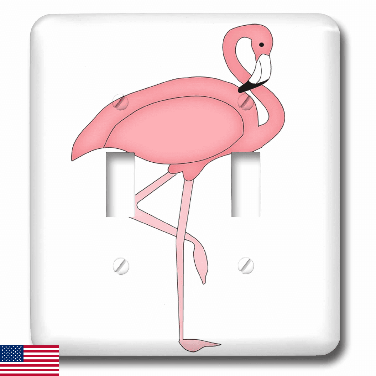 3dRose lsp_222520_2 Cute Pink Flamingo Bird Illustration - Double Toggle Switch - Image 1