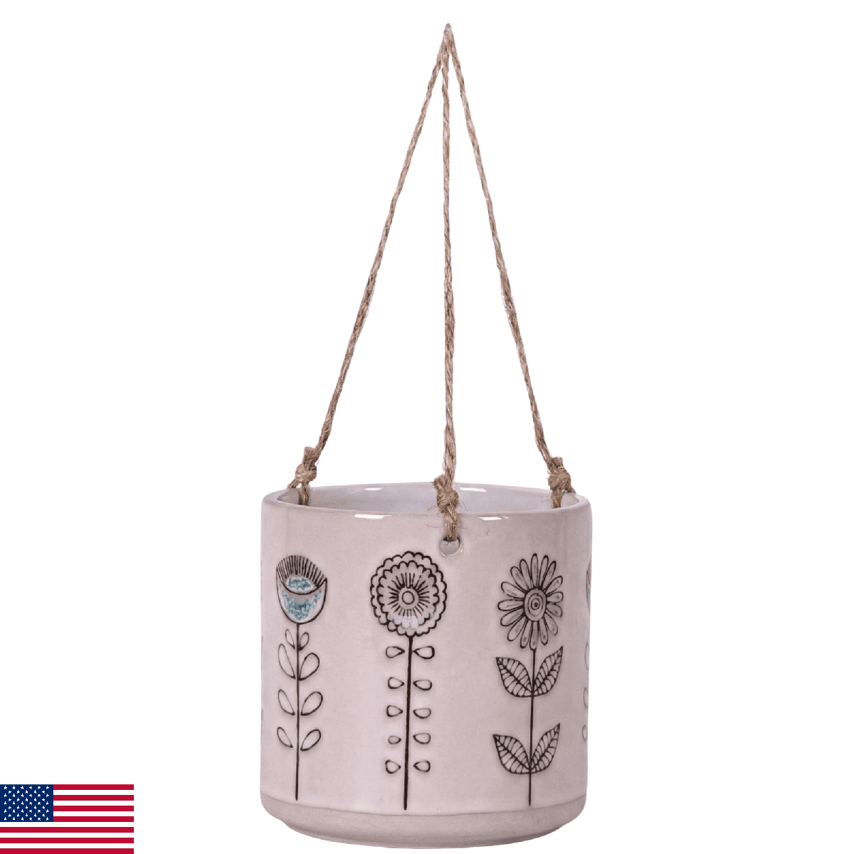 Blue Sky Ceramic Hanging Bobby Garden 5" Flower Pot, Multi Color - Image 1