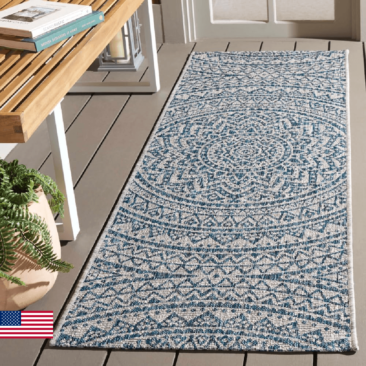 SAFAVIEH Washable Rug Outdoor Courtyard Collection - 2'3" x 10' Runner, Light Gr - Image 1