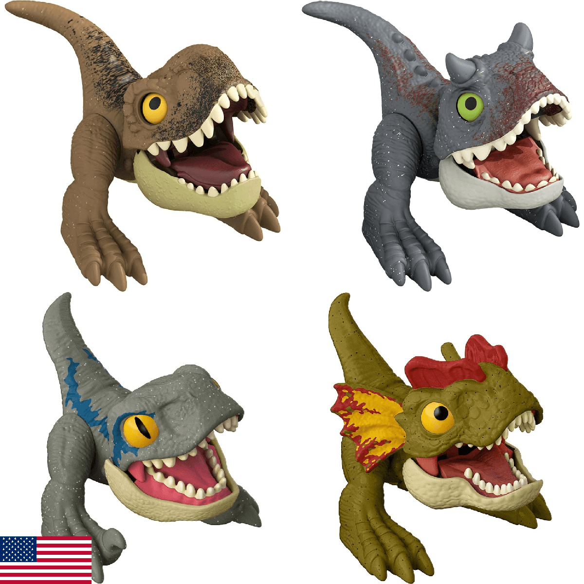 Mattel Jurassic World Dominion Uncaged Wild Pop Ups 4-Pack Dinosaur Toys, Surviv - Image 1