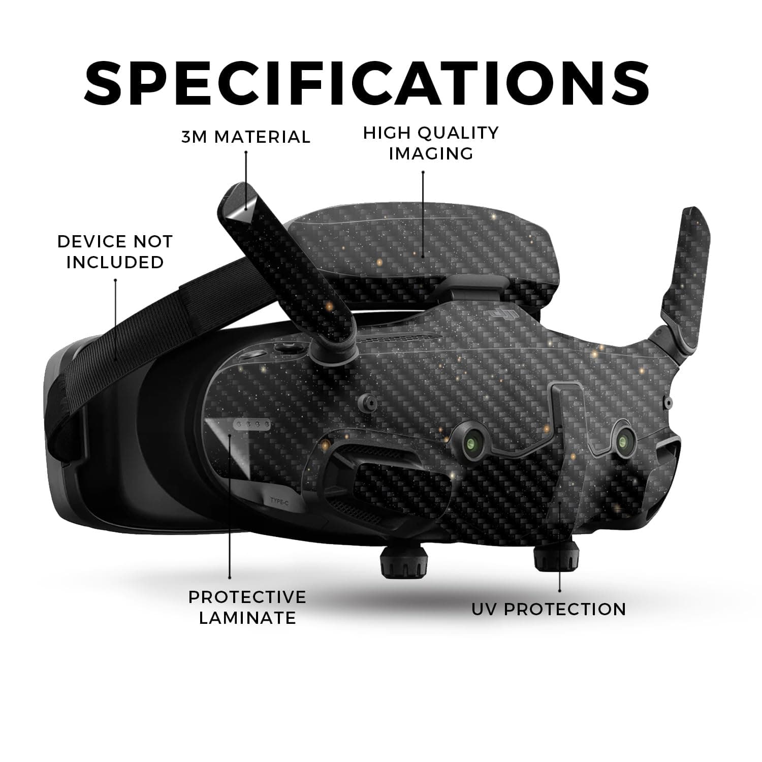 Carbon Fiber Drone Skin Compatible with DJI Goggles 3 - Deep Space - Premium 3M - Thumbnail 2