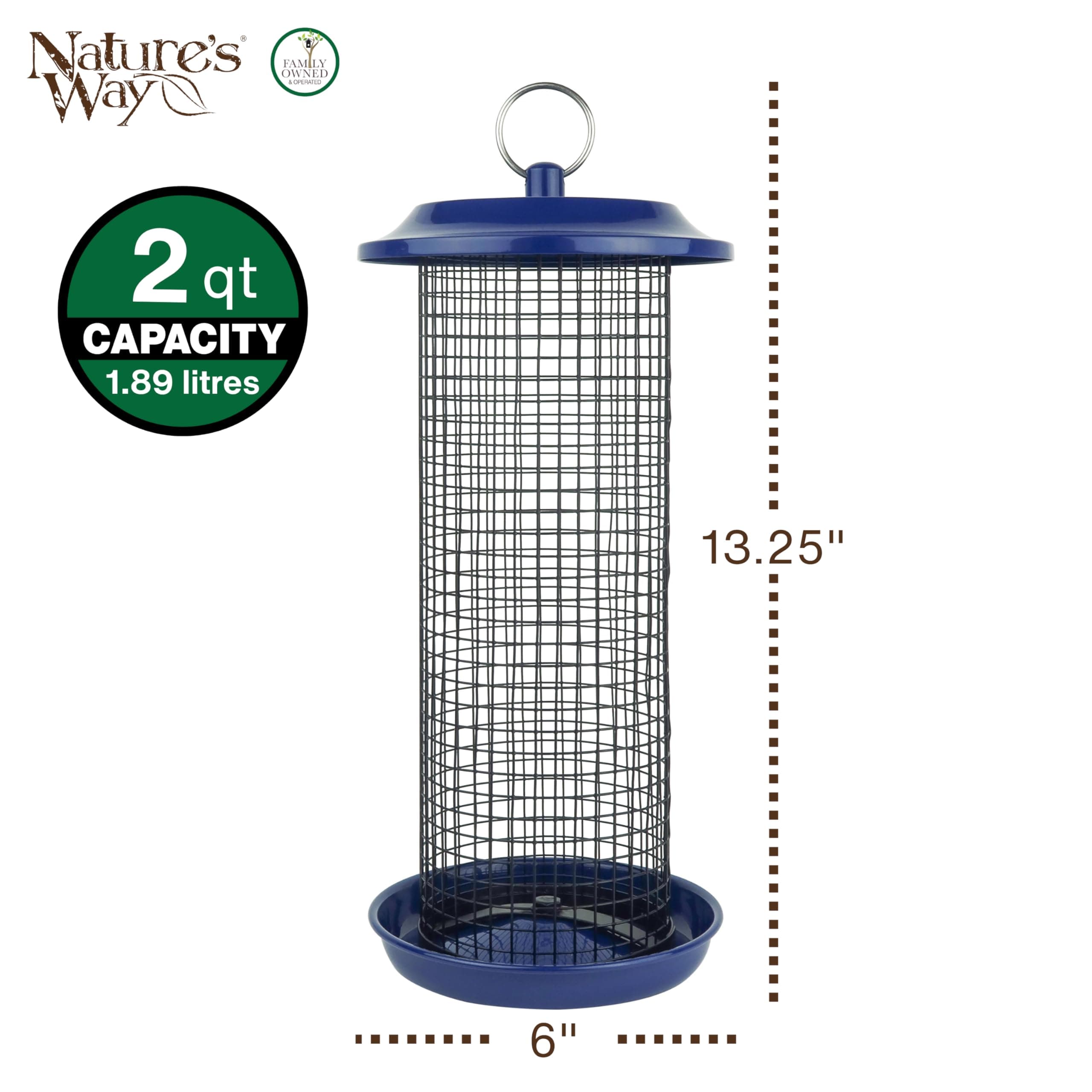 Nature's Way Cobalt Metal Mesh Mixed Seed and Peanut Bird Feeder for Wild Birds - Thumbnail 2