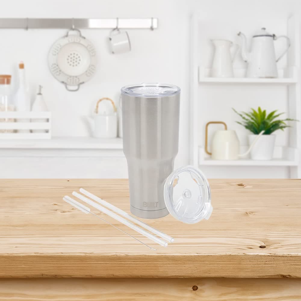 Built Double Walled Stainless Steel Tumbler Set with Replacement Lid 30oz 2 Reus - Thumbnail 7