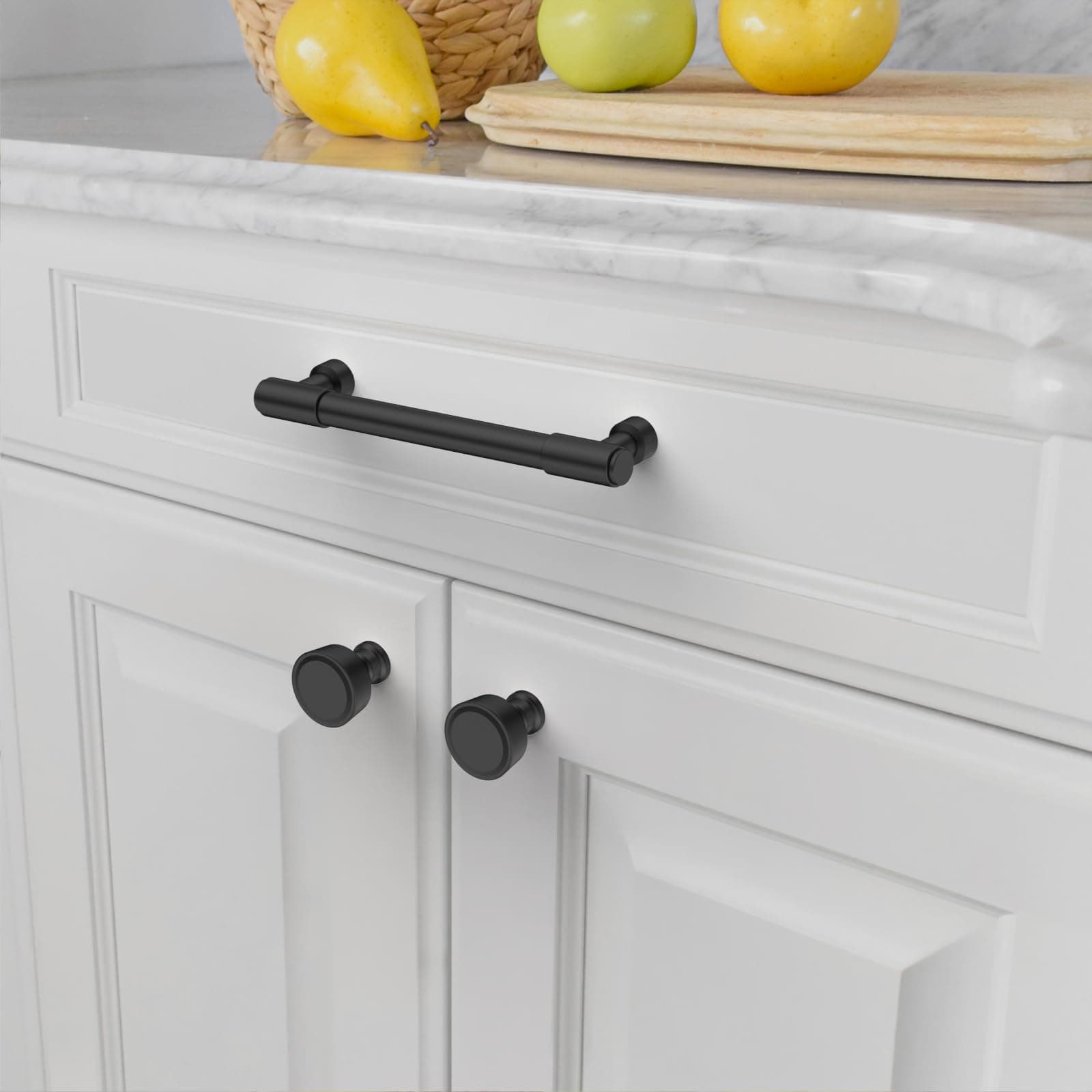 Amerdeco 10 Pack Matte Black Cabinet Knobs Single Hole Drawer Pulls Diameter Rou - Thumbnail 5