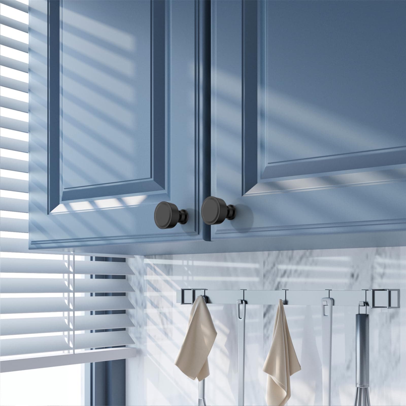 Amerdeco 10 Pack Matte Black Cabinet Knobs Single Hole Drawer Pulls Diameter Rou - Thumbnail 4