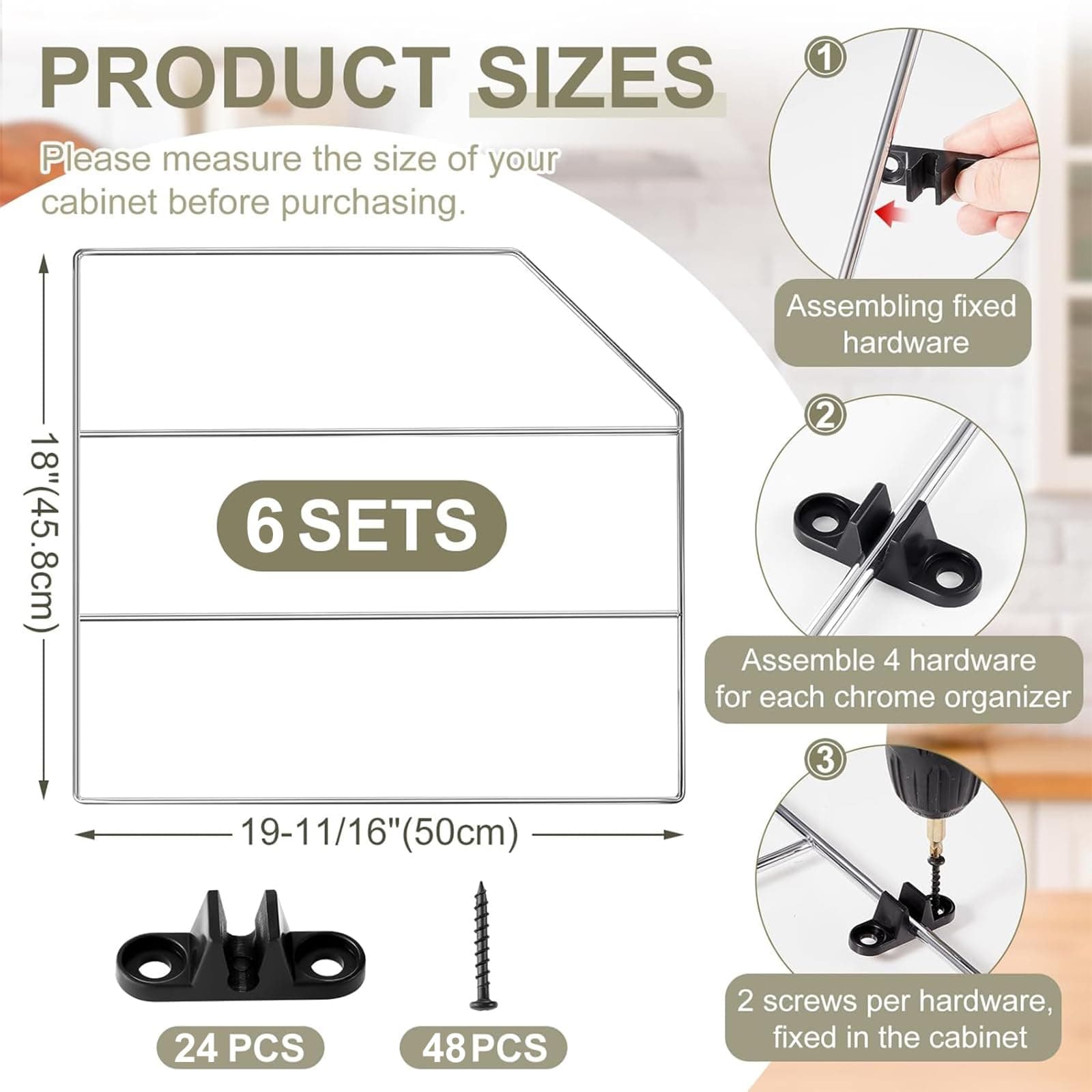 Blulu 6 Pcs Baking Sheet Organizer 18x20 Tray Dividers for Cabinets Chrome Pan R - Thumbnail 2