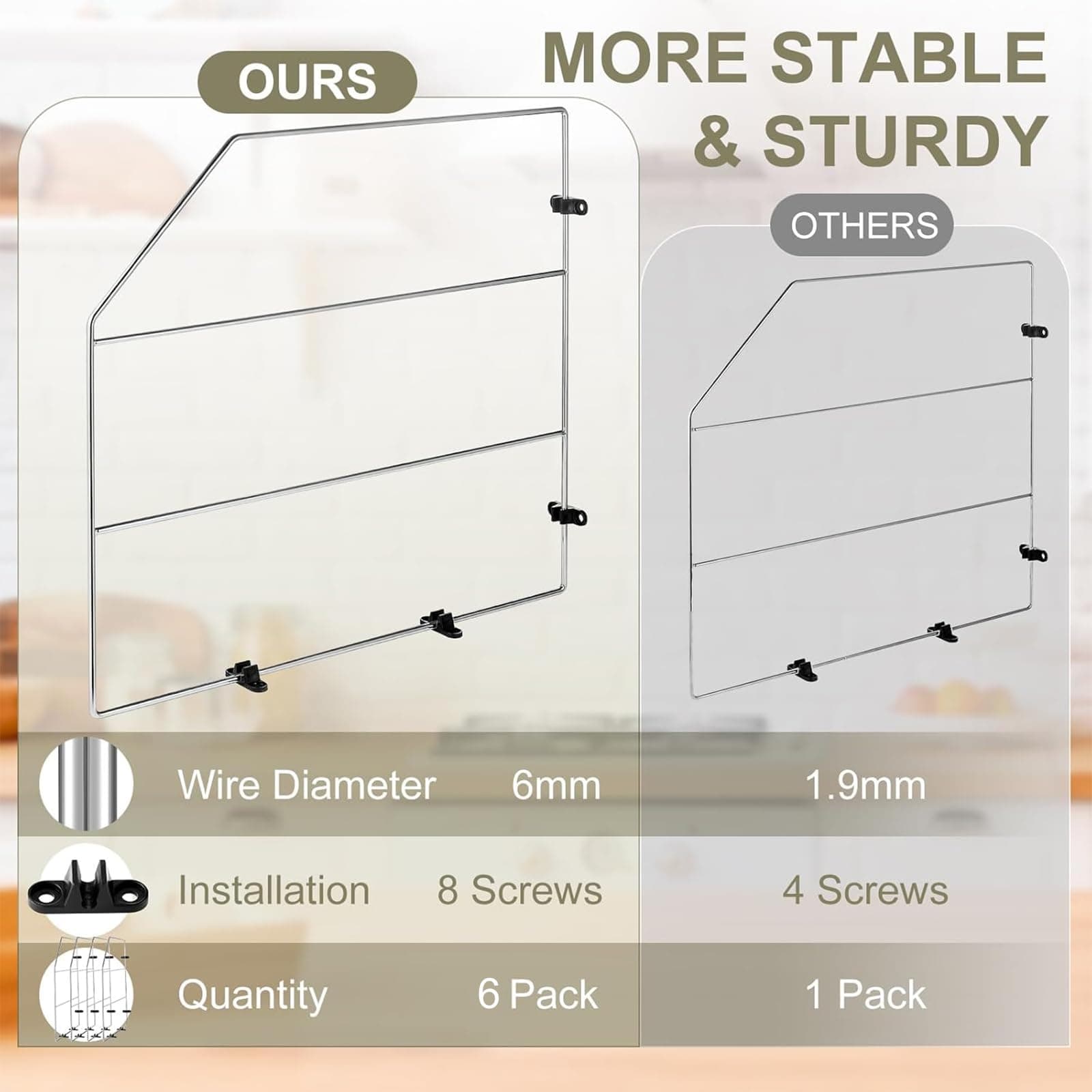 Blulu 6 Pcs Baking Sheet Organizer 18x20 Tray Dividers for Cabinets Chrome Pan R - Thumbnail 3