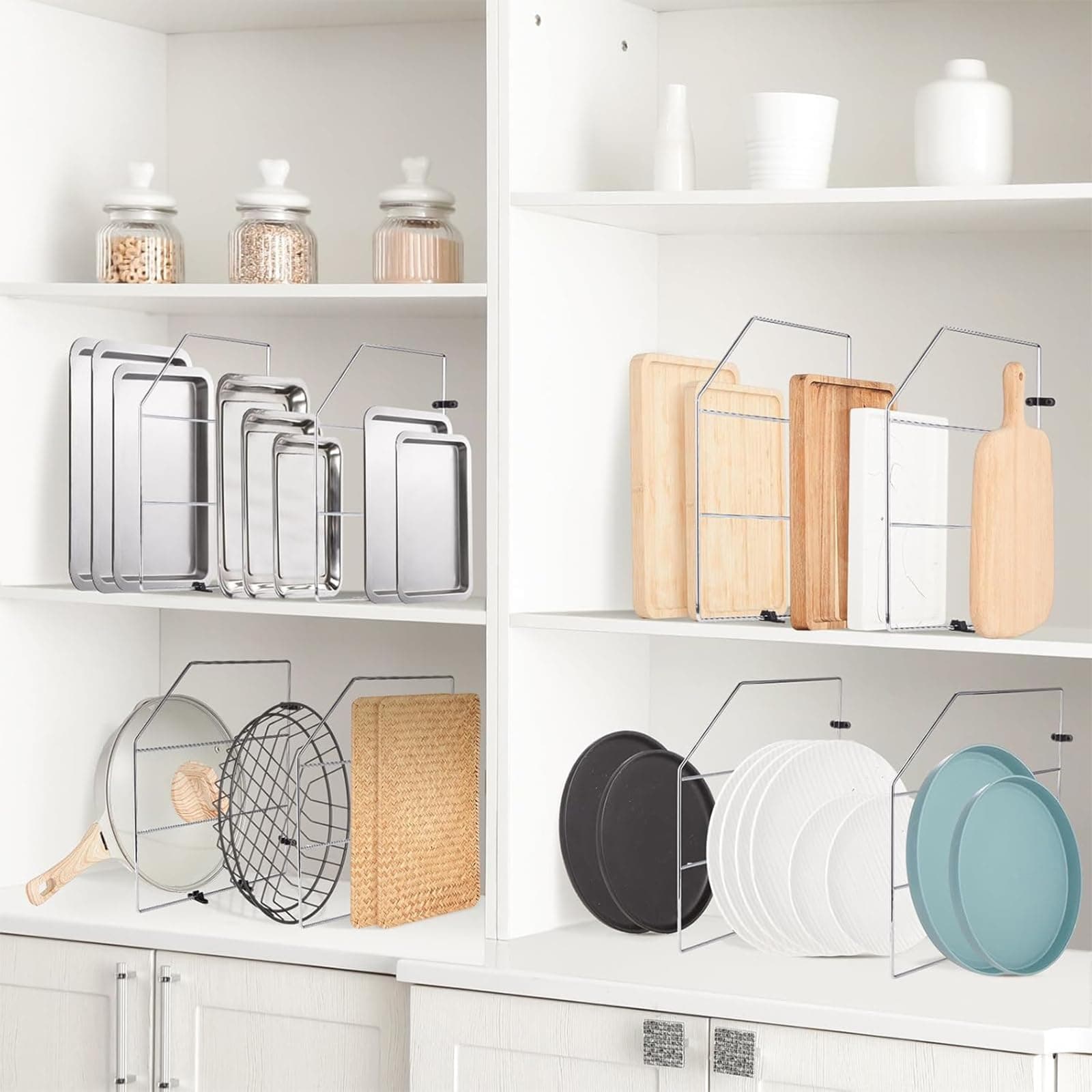 Blulu 6 Pcs Baking Sheet Organizer 18x20 Tray Dividers for Cabinets Chrome Pan R - Thumbnail 5