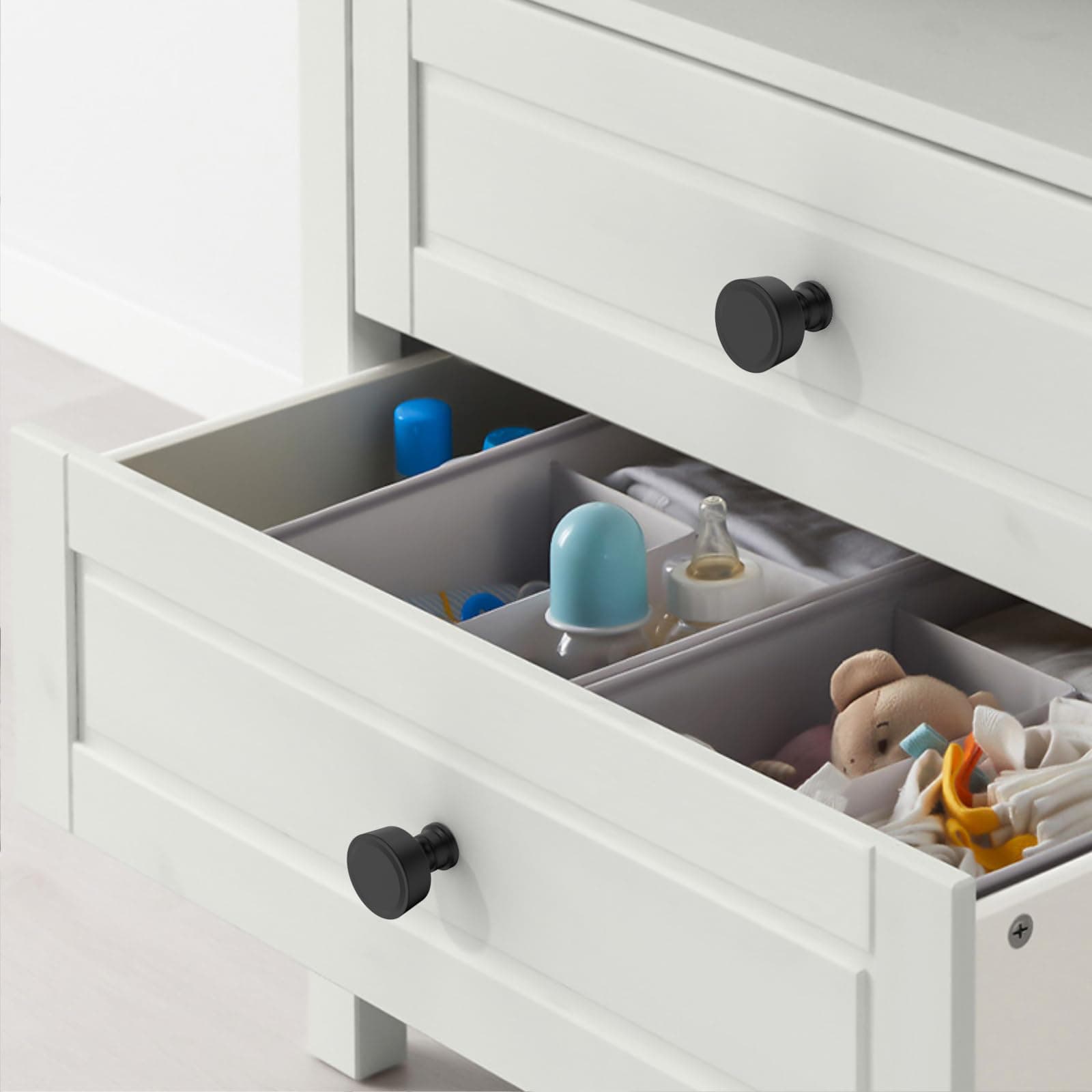 Amerdeco 10 Pack Matte Black Cabinet Knobs Single Hole Drawer Pulls Diameter Rou - Thumbnail 3