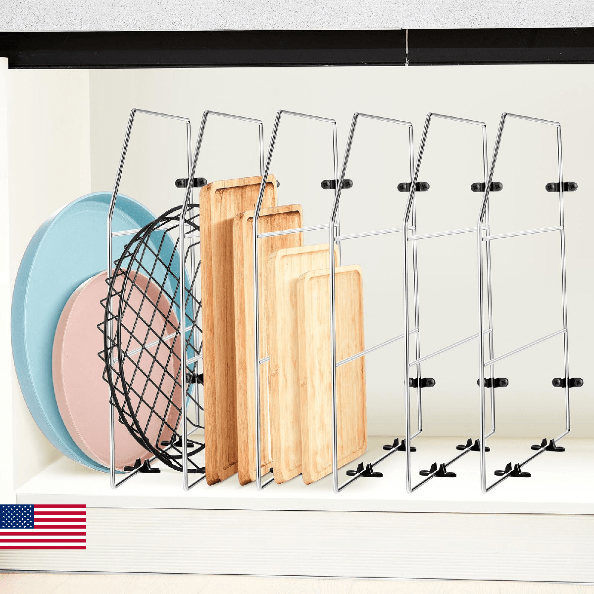 Blulu 6 Pcs Baking Sheet Organizer 18x20 Tray Dividers for Cabinets Chrome Pan R - Image 1