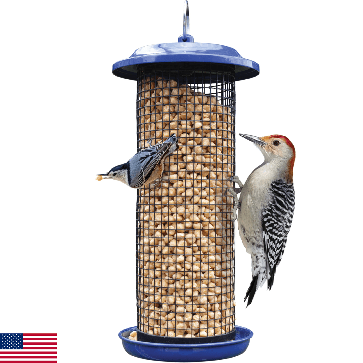 Nature's Way Cobalt Metal Mesh Mixed Seed and Peanut Bird Feeder for Wild Birds - Image 1