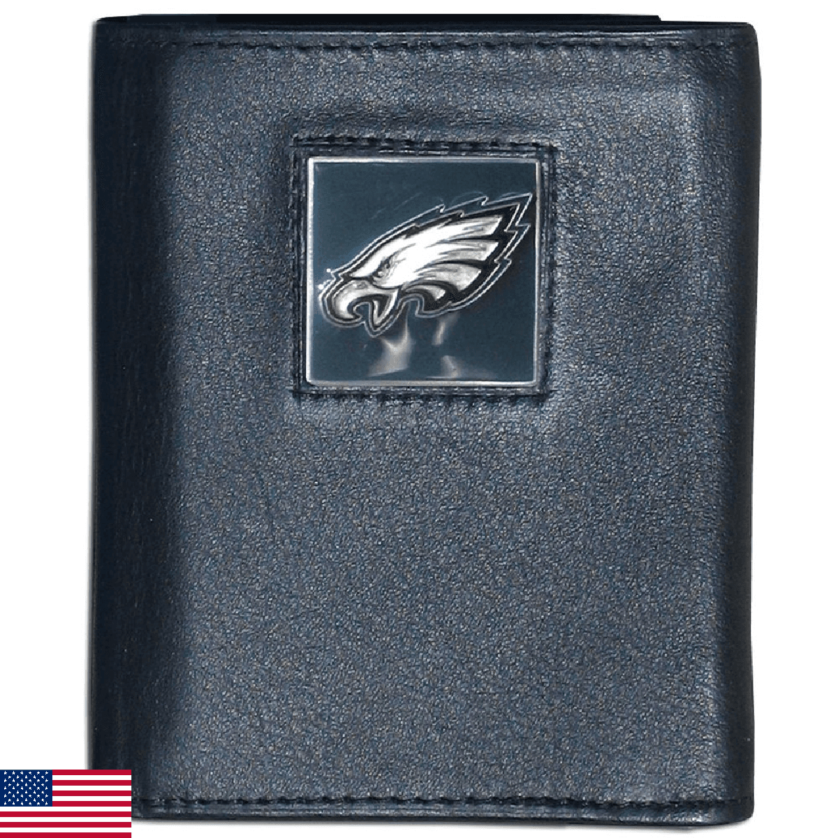 Siskiyou NFL Philadelphia Eagles Leather Tri-Fold Wallet , Black - Image 1