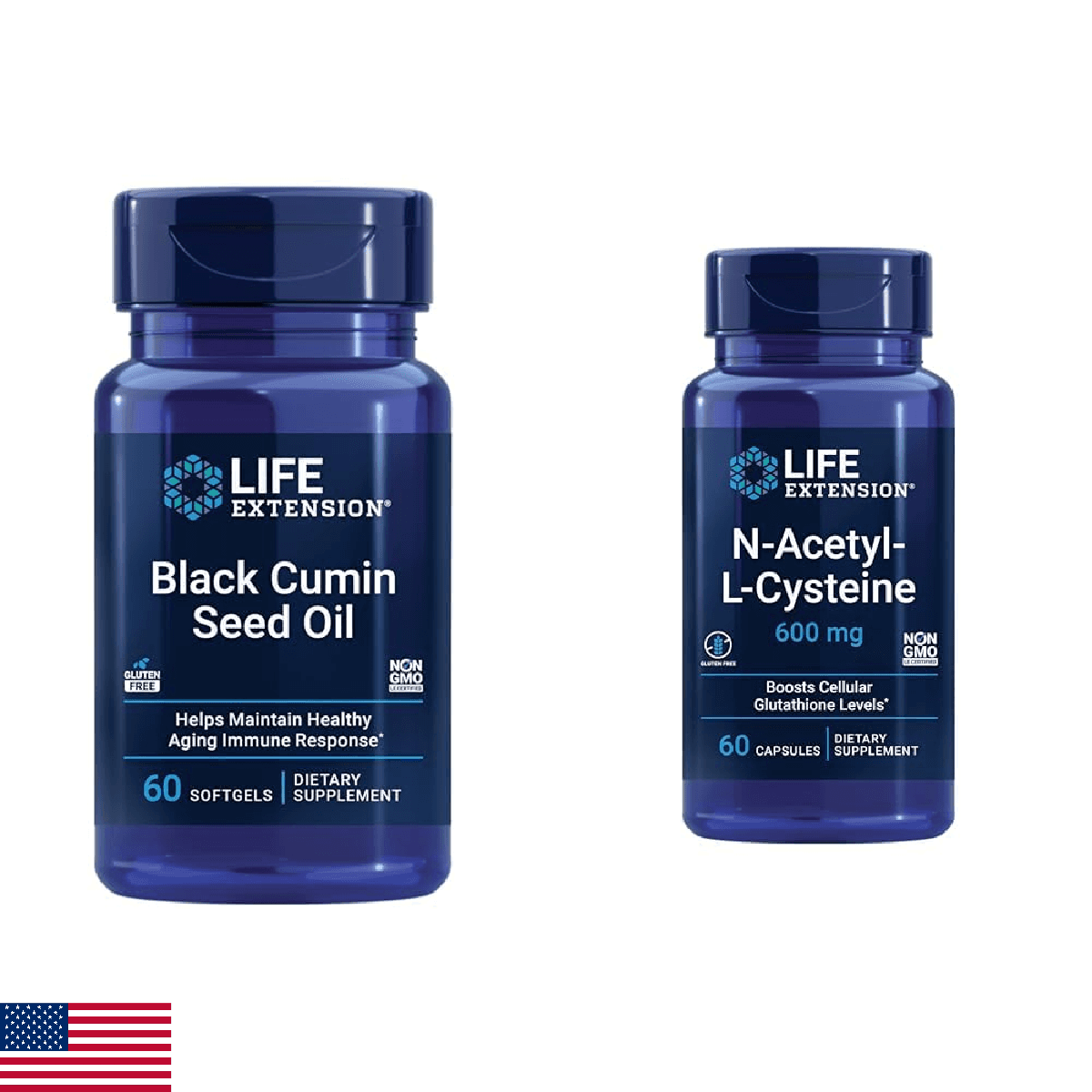 Life Extension Black Cumin Seed Oil 500mg & NAC 600mg Immune Antioxidant 60 Caps - Image 1