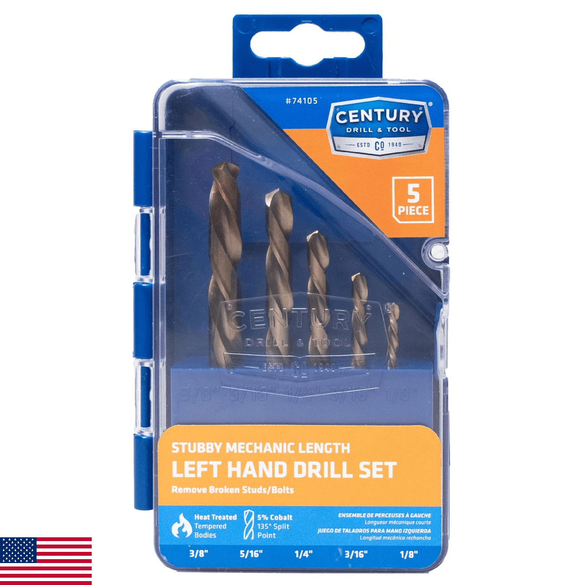 Century Drill & Tool, 74105, Left Hand Drill, Split Point Tips, Precise Drilling - Image 1