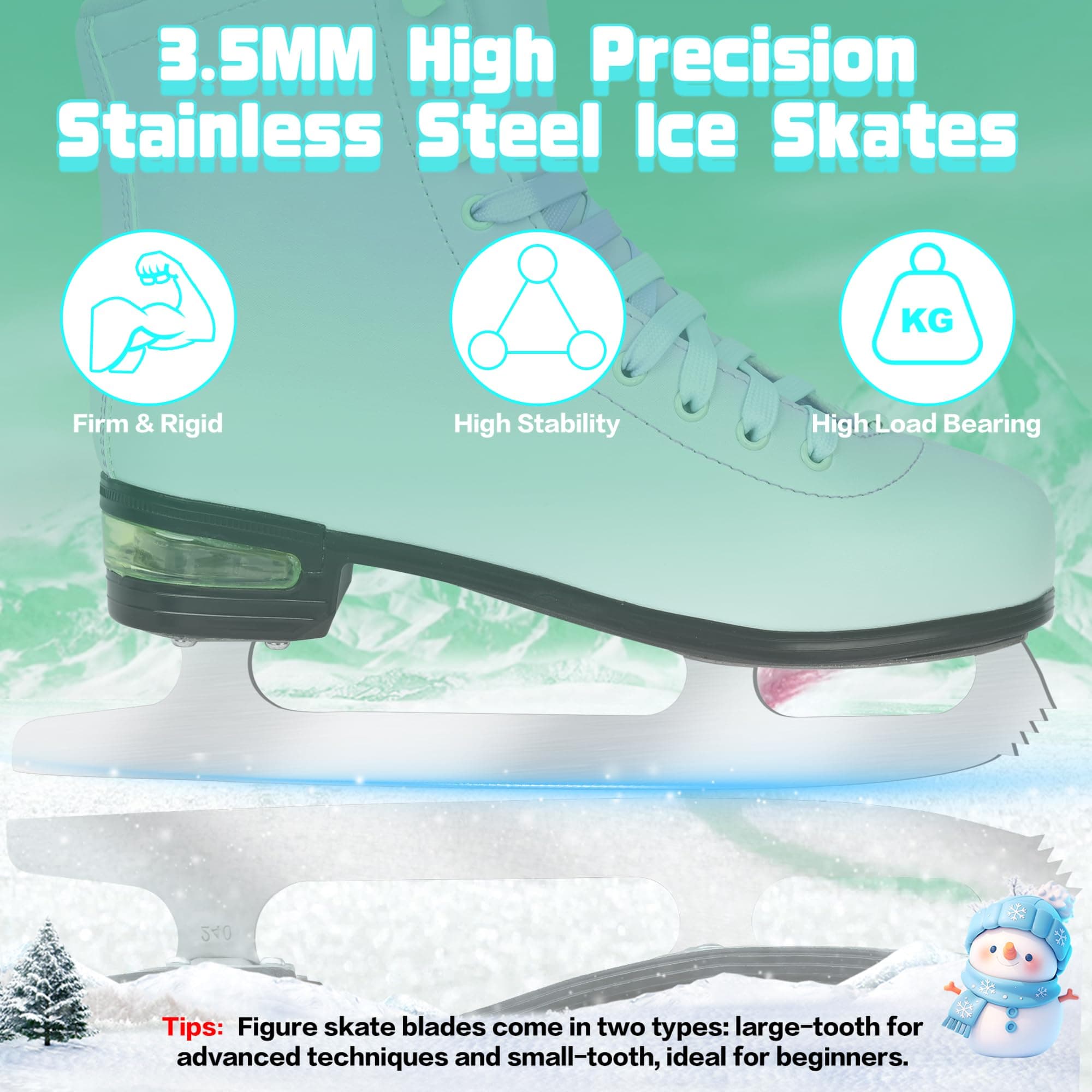 SMOOJOY Figure Ice Skates for Women and Men - Air Cushion Deluxe Hockey Ice Skat - Thumbnail 2