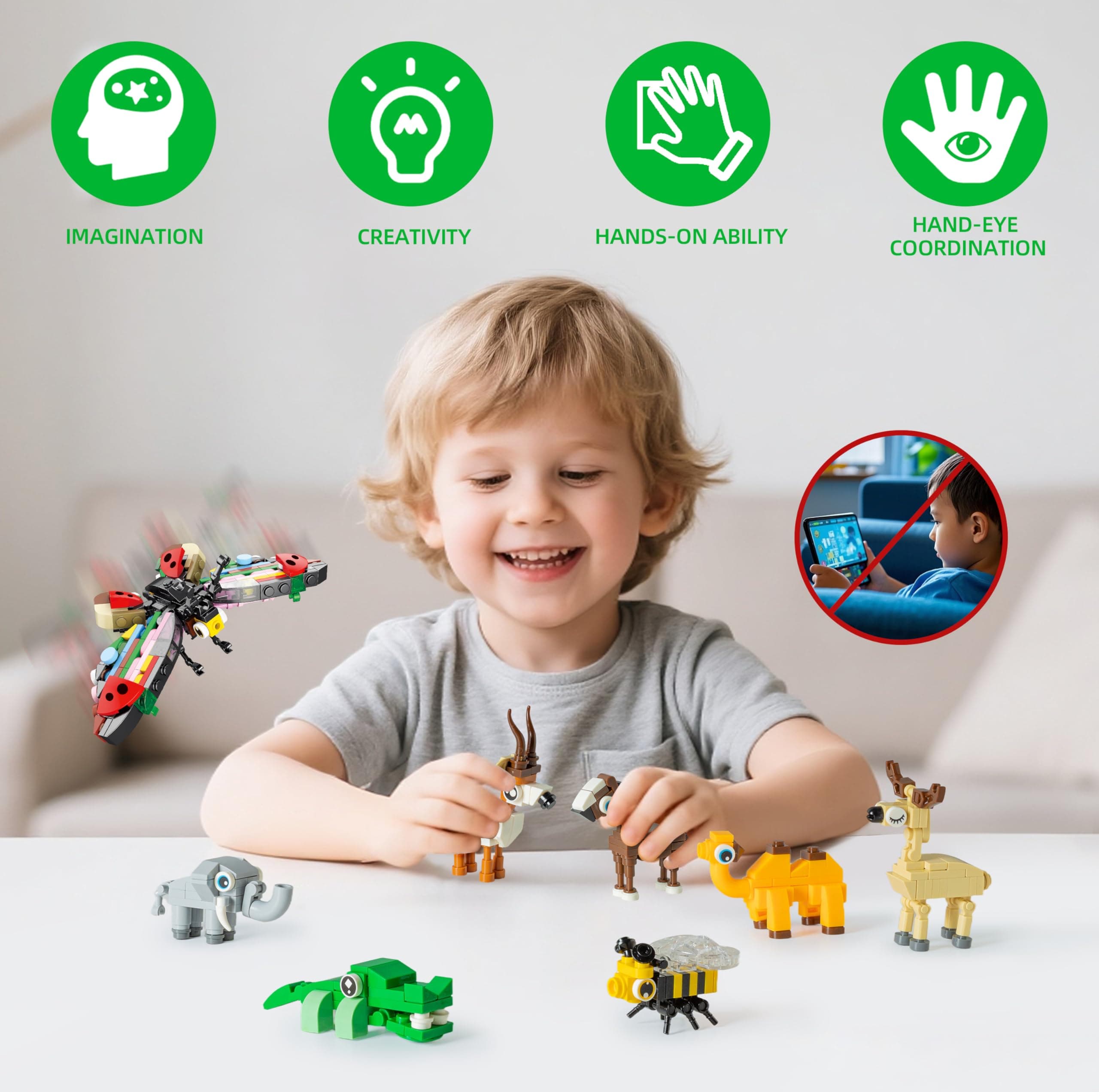 WuNian 30 Packs Party Favors for Kids, 888 PCS Animal Building Blocks Mini Sets - Thumbnail 2