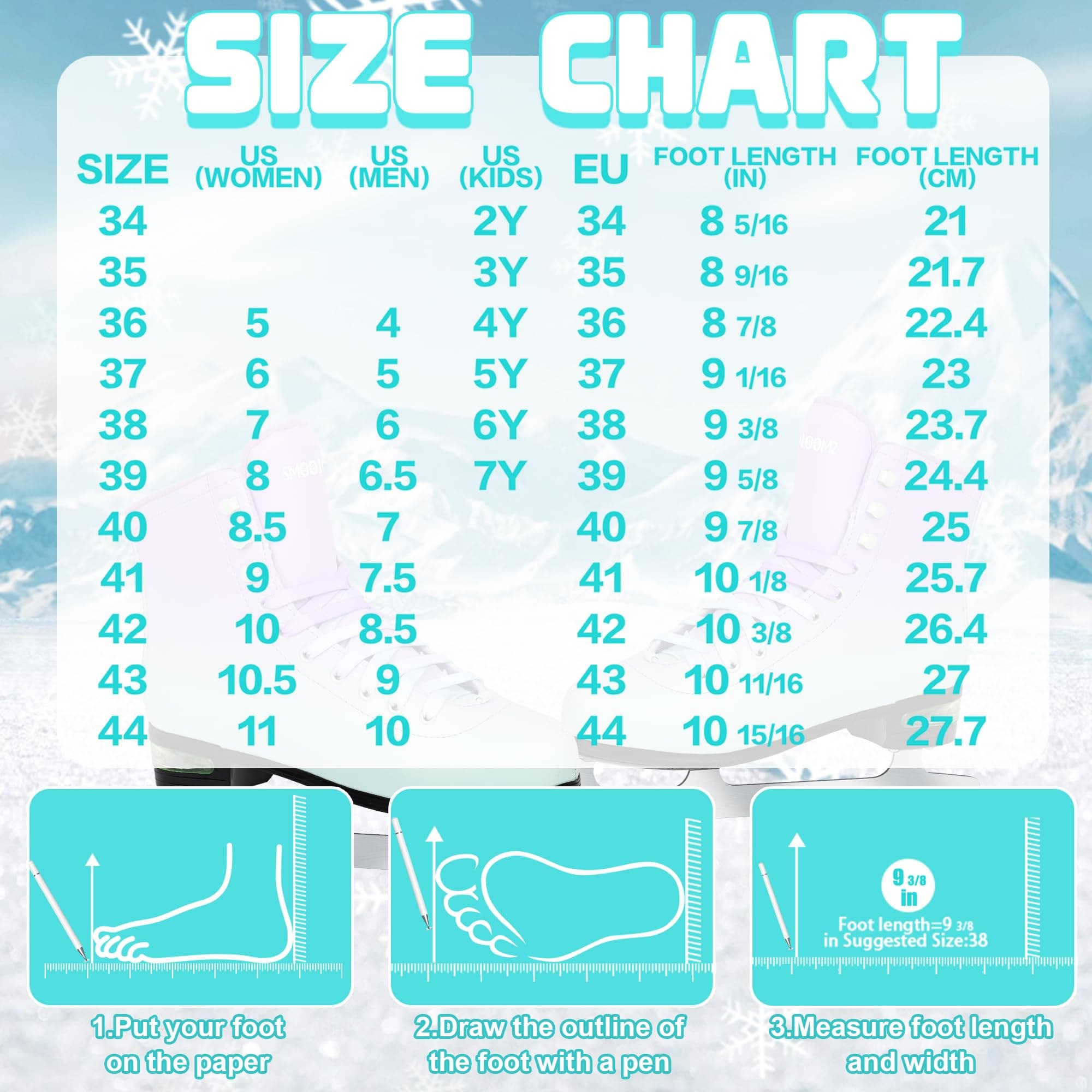 SMOOJOY Figure Ice Skates for Women and Men - Air Cushion Deluxe Hockey Ice Skat - Thumbnail 3