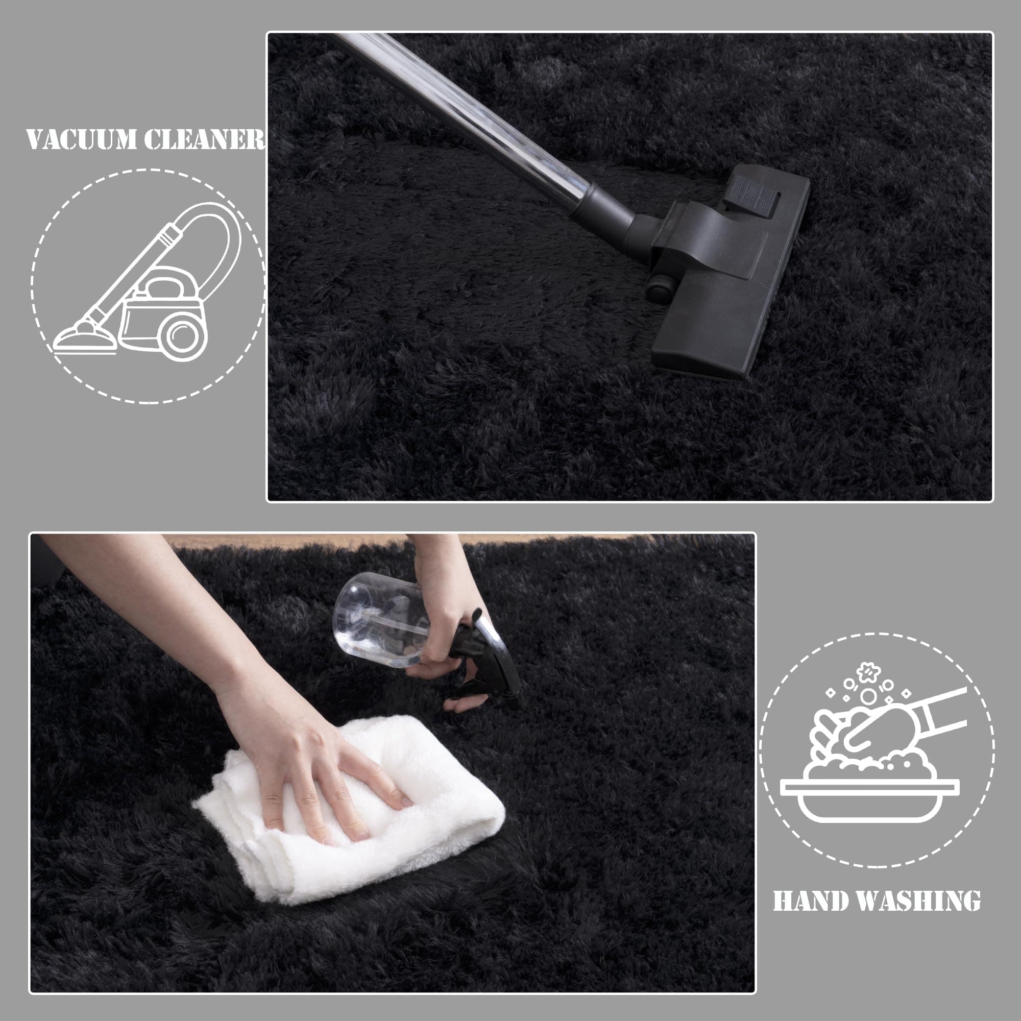 Soft Fluffy Rug for Living Room, 4x6 Black Shag Area Rug for Bedroom Living Room - Thumbnail 6