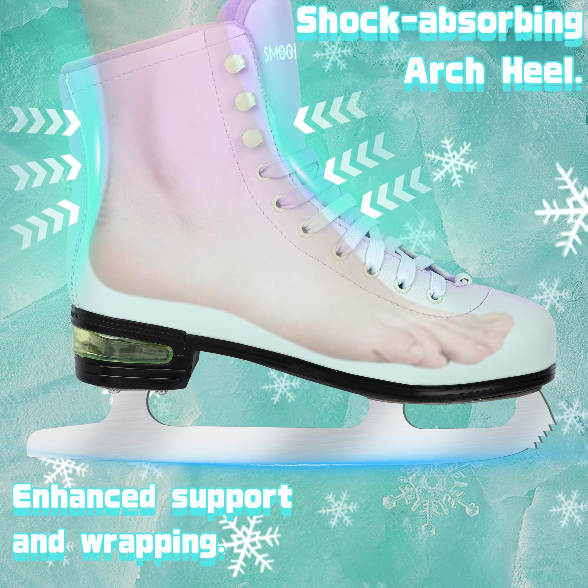 SMOOJOY Figure Ice Skates for Women and Men - Air Cushion Deluxe Hockey Ice Skat - Thumbnail 6