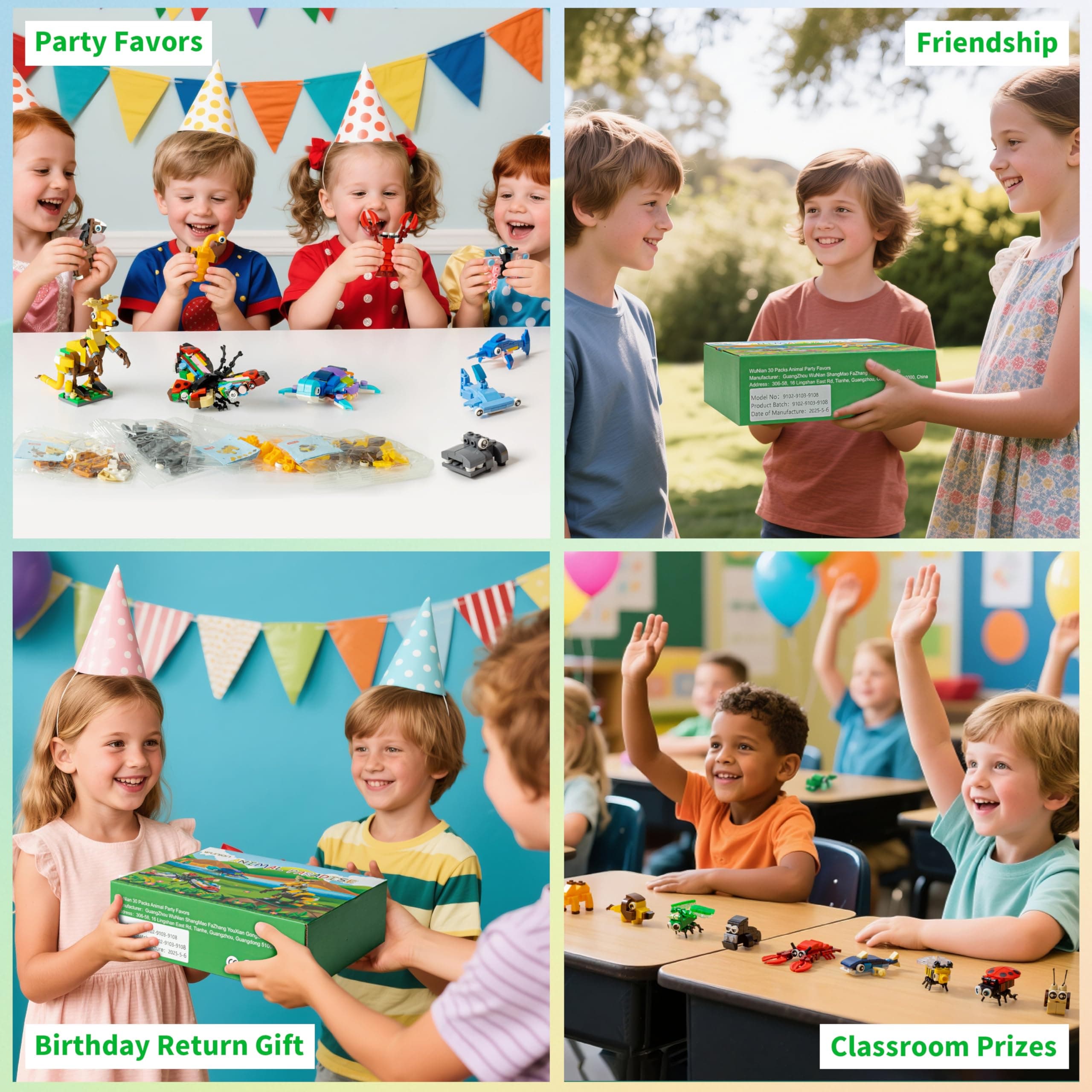 WuNian 30 Packs Party Favors for Kids, 888 PCS Animal Building Blocks Mini Sets - Thumbnail 7