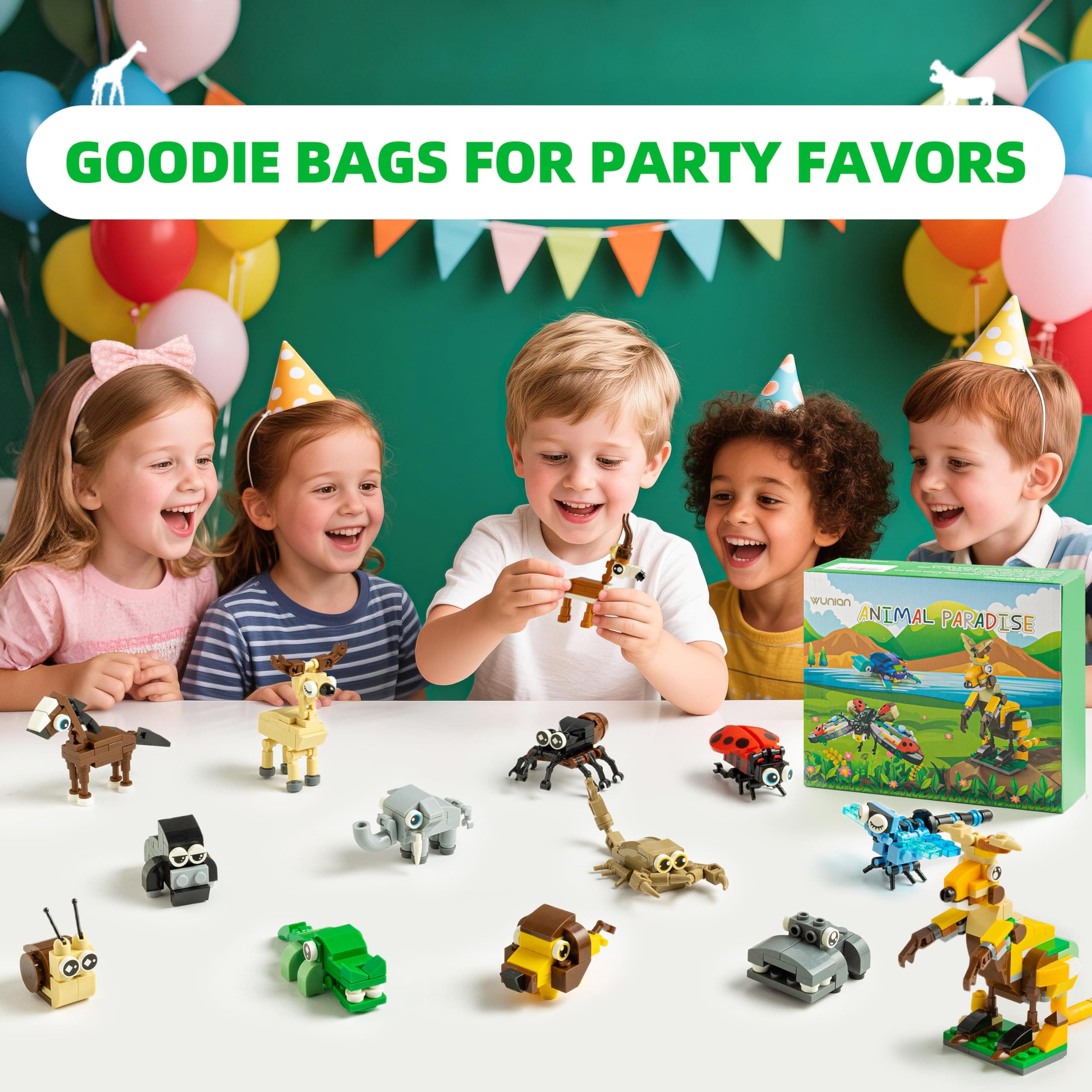 WuNian 30 Packs Party Favors for Kids, 888 PCS Animal Building Blocks Mini Sets - Thumbnail 6