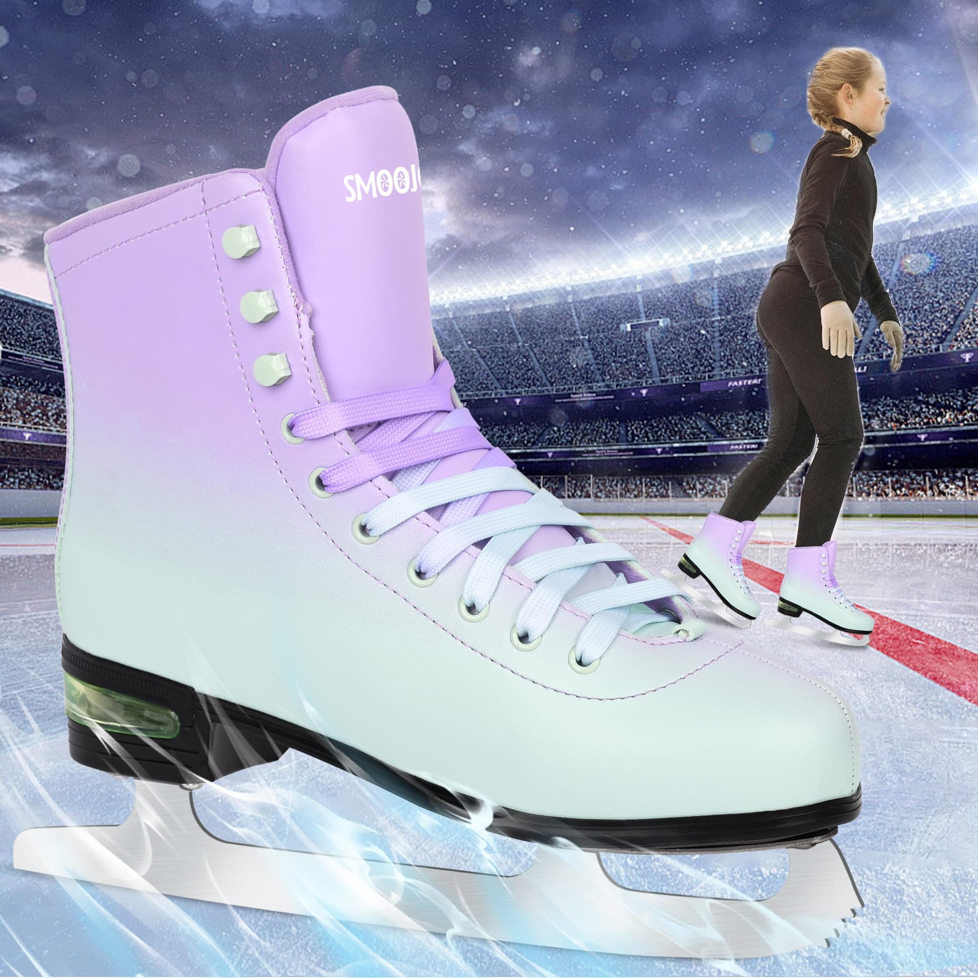 SMOOJOY Figure Ice Skates for Women and Men - Air Cushion Deluxe Hockey Ice Skat - Thumbnail 7
