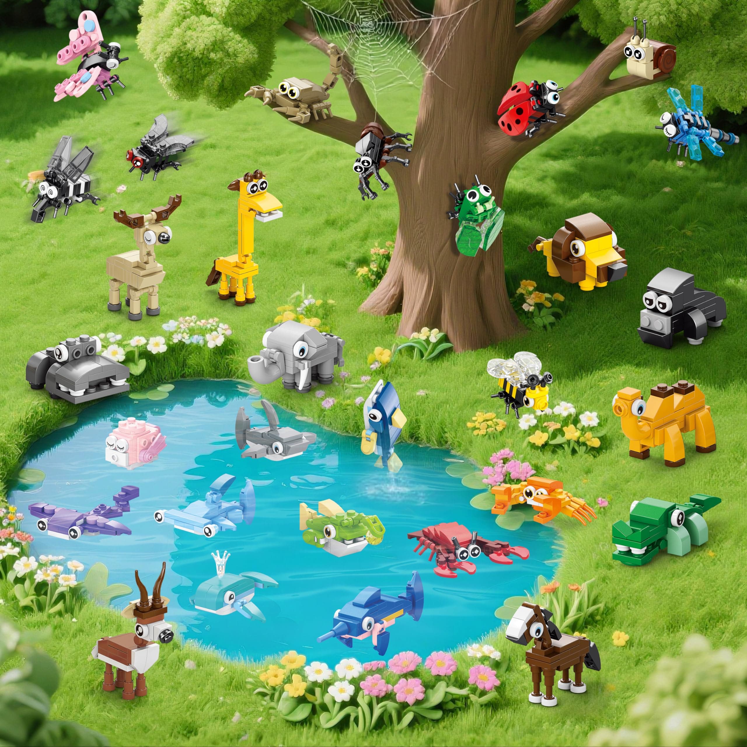 WuNian 30 Packs Party Favors for Kids, 888 PCS Animal Building Blocks Mini Sets - Thumbnail 5