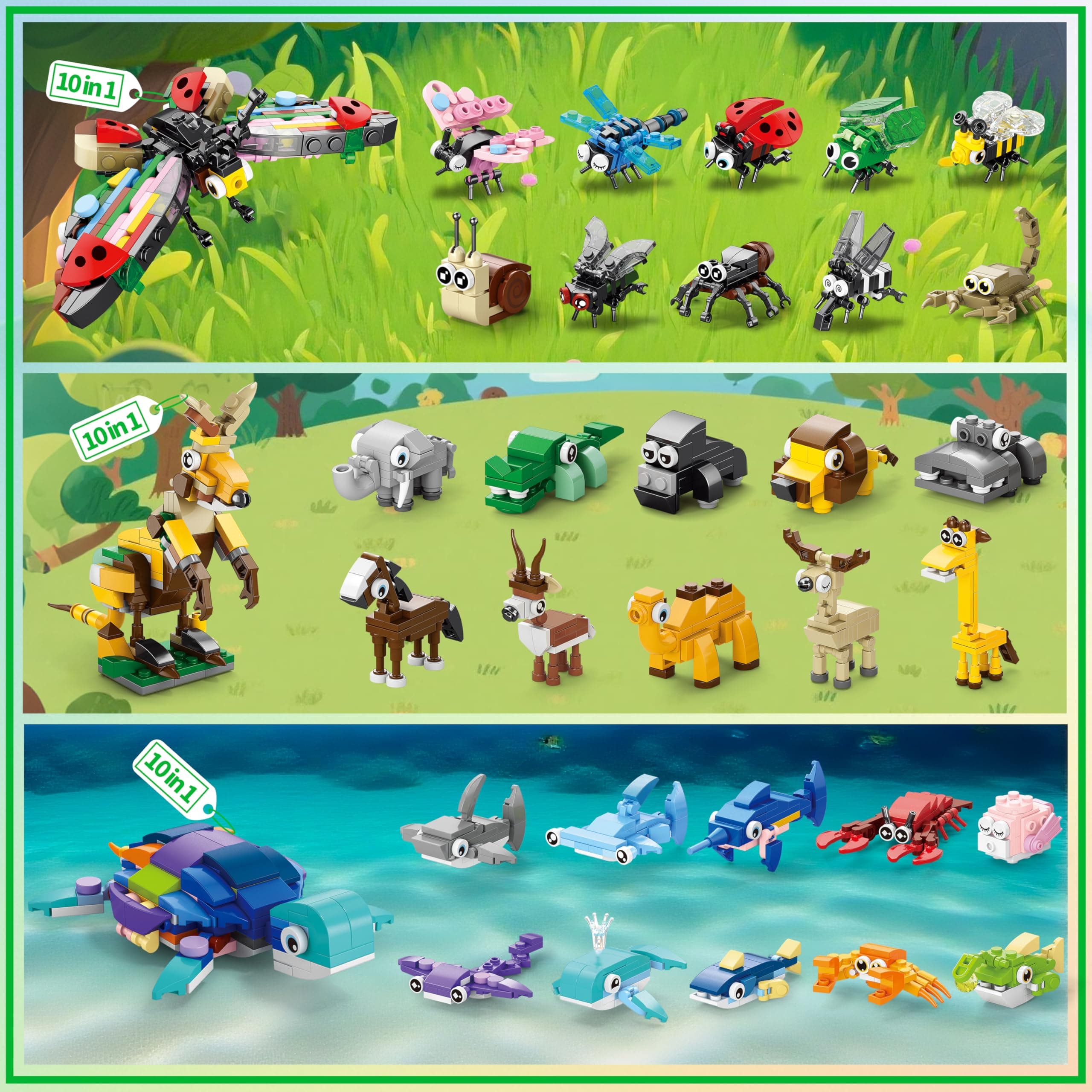 WuNian 30 Packs Party Favors for Kids, 888 PCS Animal Building Blocks Mini Sets - Thumbnail 8