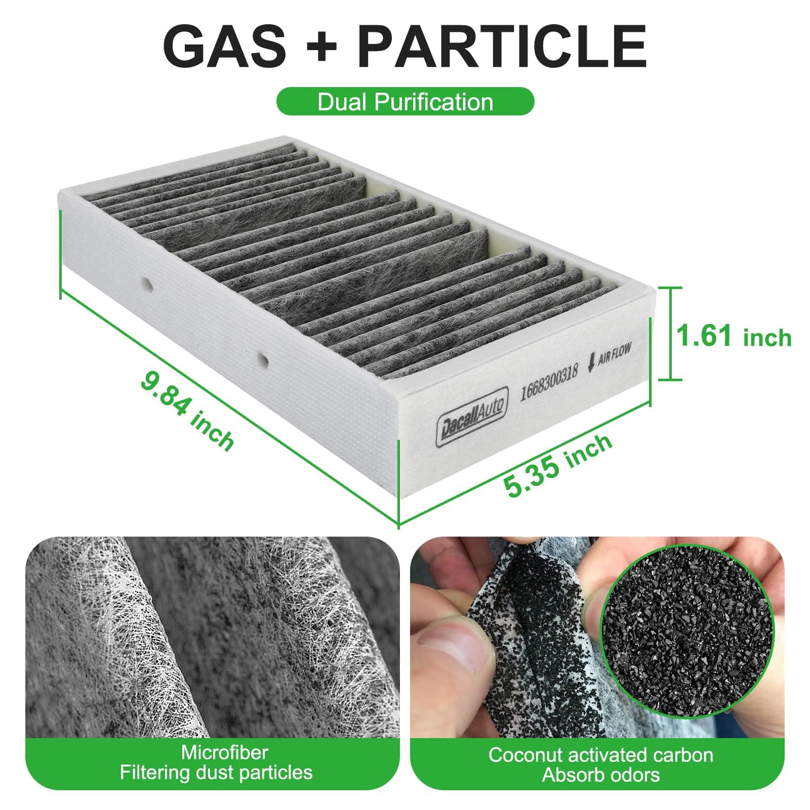 Dacall Cabin Air Filter Set Fits for Mercedes 2016-2019 GLE400 GLE350 GLE550e GL - Thumbnail 3