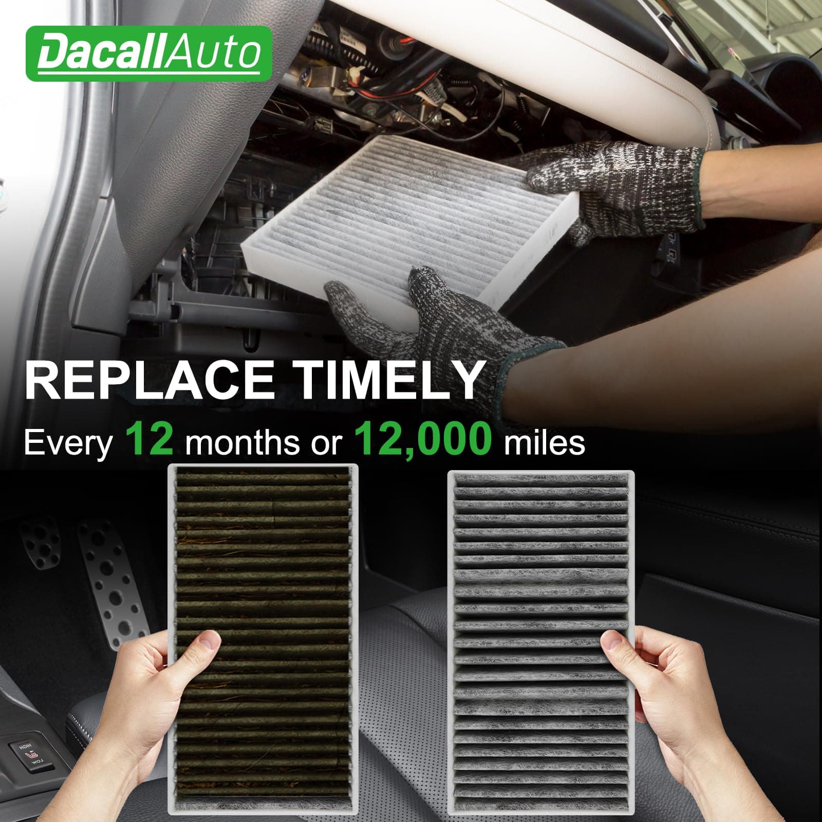Dacall Cabin Air Filter Set Fits for Mercedes 2016-2019 GLE400 GLE350 GLE550e GL - Thumbnail 9