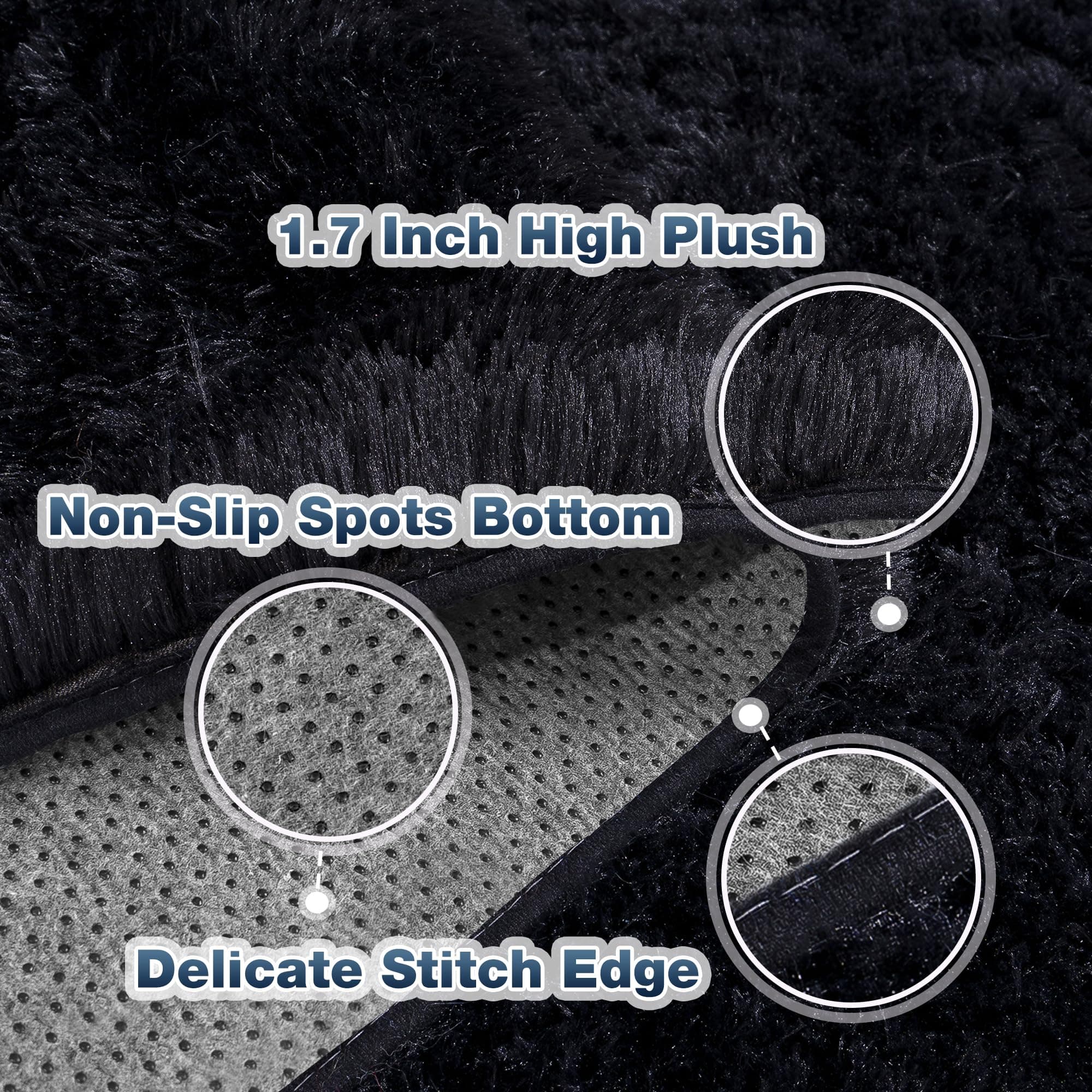 Soft Fluffy Rug for Living Room, 4x6 Black Shag Area Rug for Bedroom Living Room - Thumbnail 5