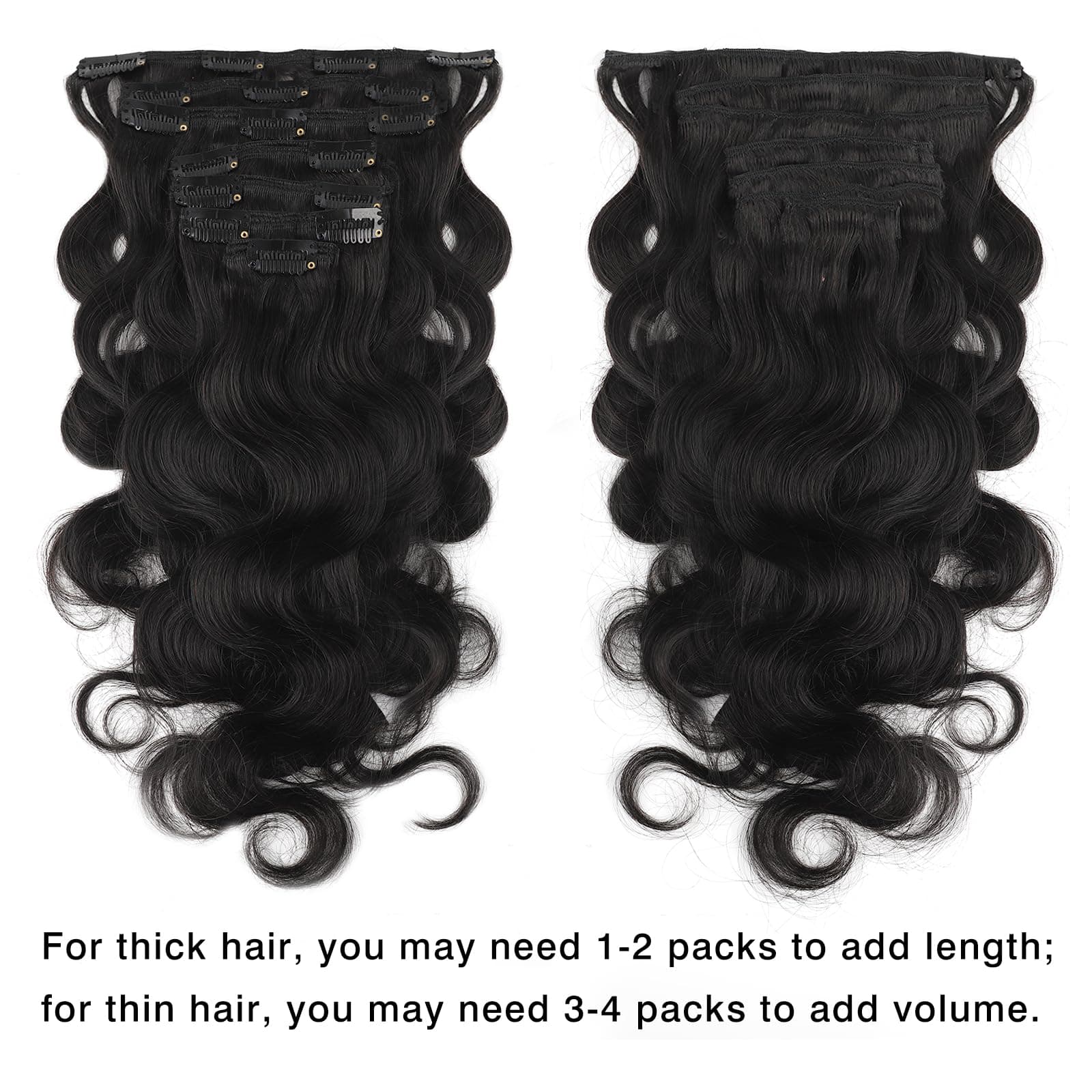 ABH AMAZINGBEAUTY HAIR Body Wave Clip ins Human Hair Wavy Clip in Hair Extension - Thumbnail 6