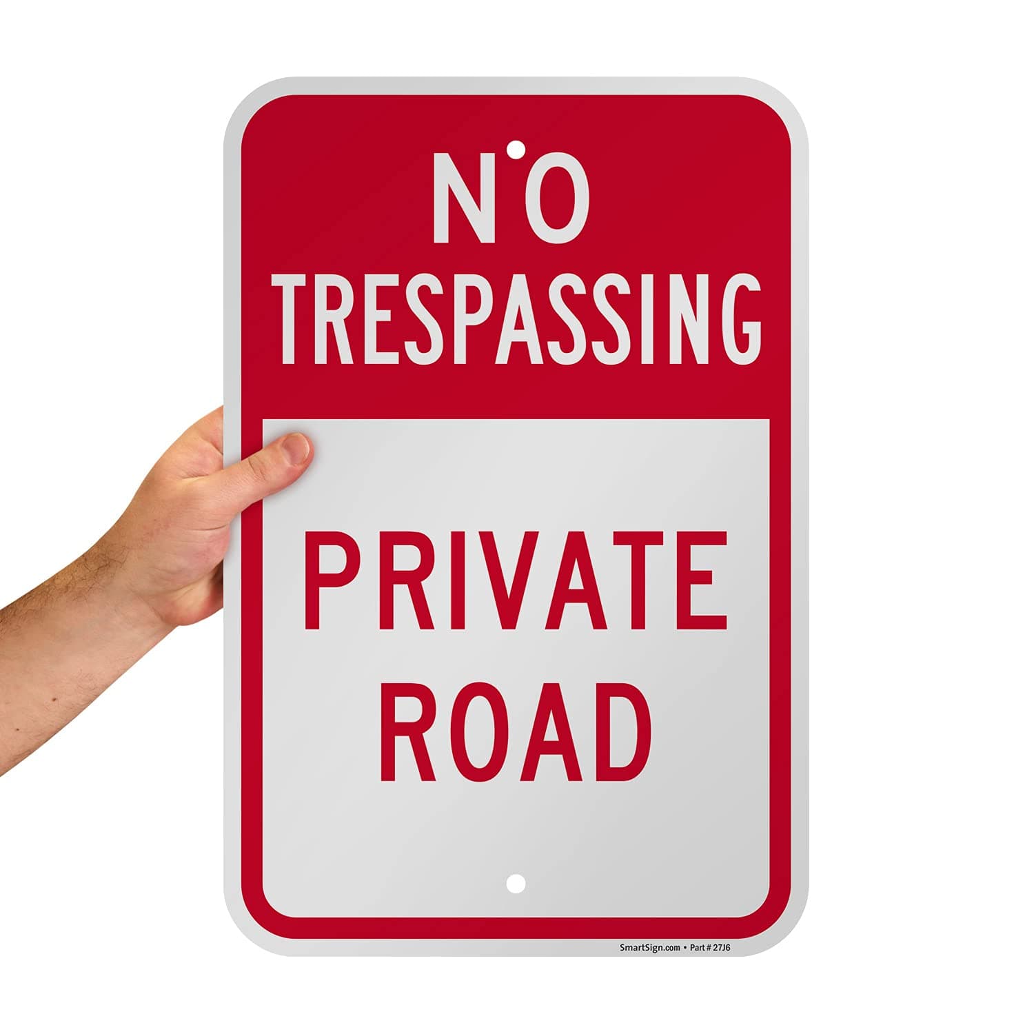 SmartSign "No Trespassing - Private Road" Sign | 12" x 18" Aluminum - Thumbnail 7