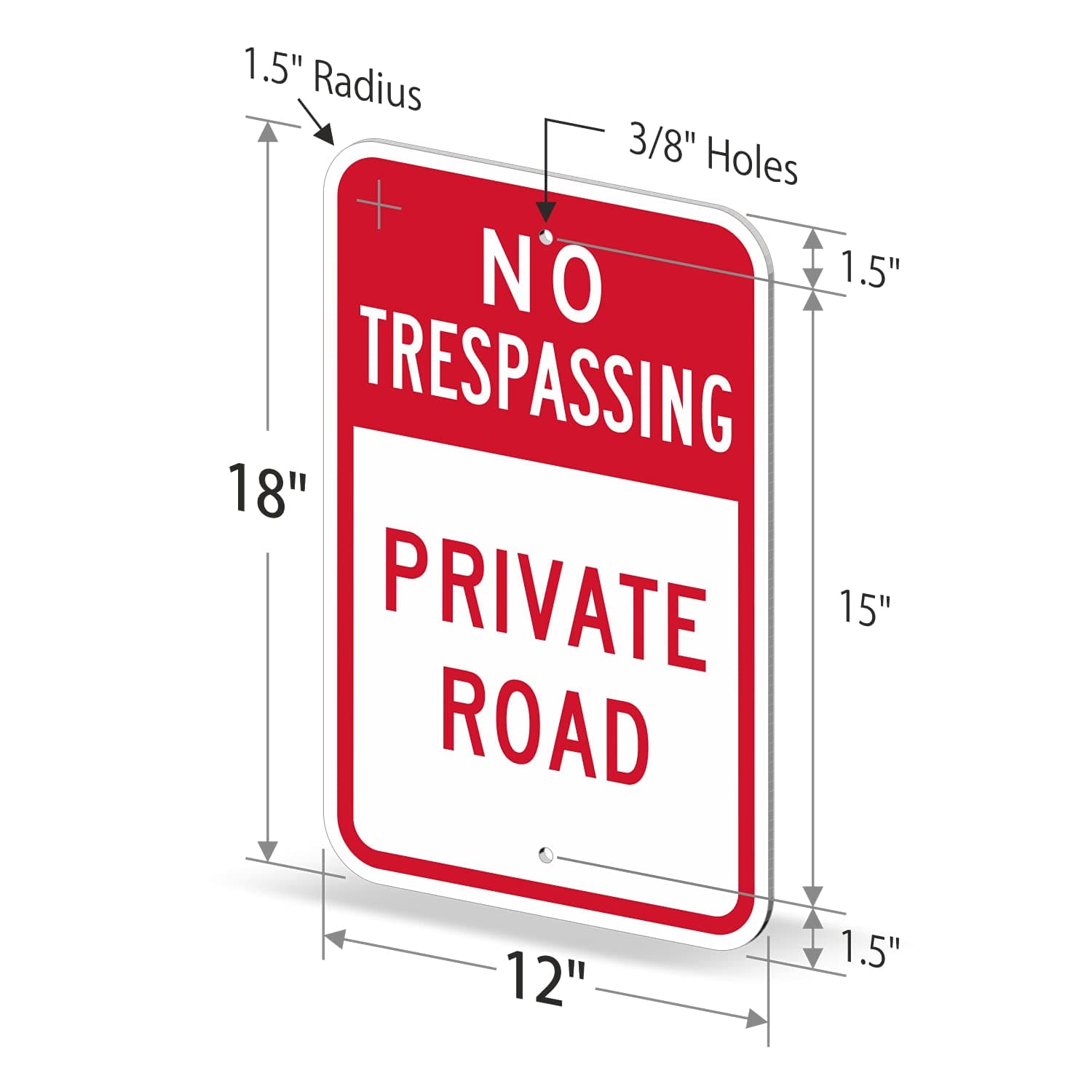 SmartSign "No Trespassing - Private Road" Sign | 12" x 18" Aluminum - Thumbnail 5