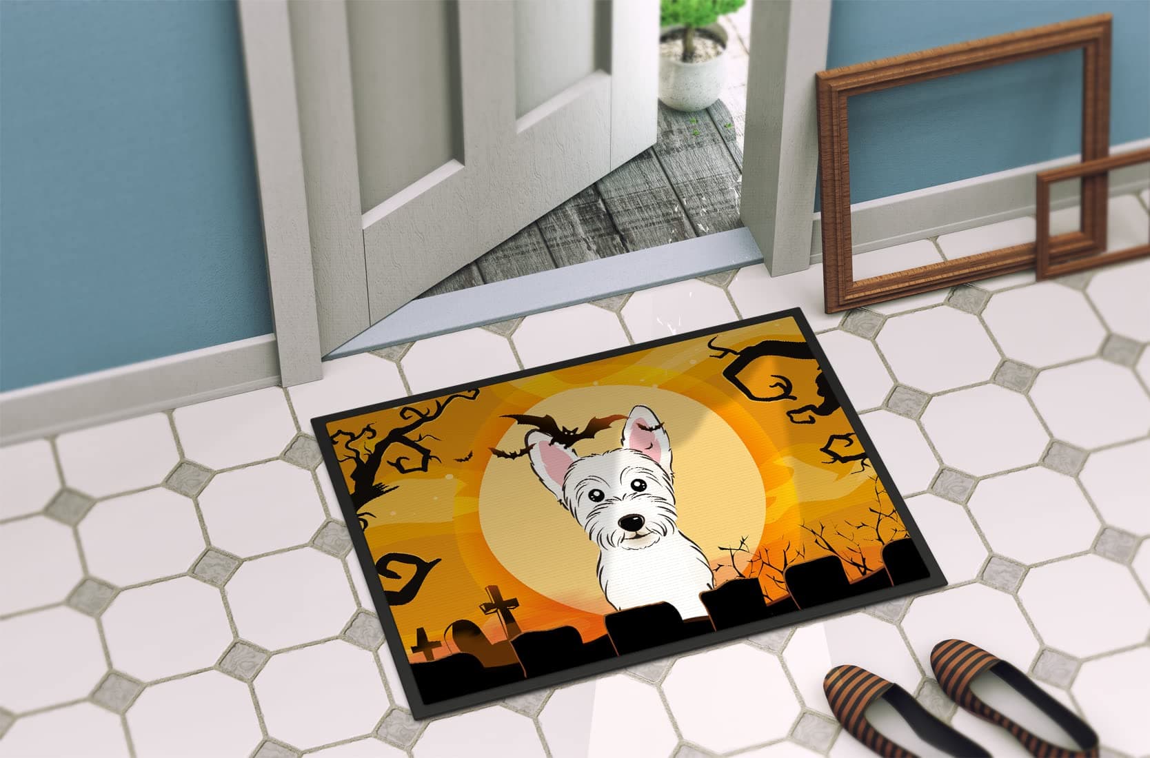 Caroline's Treasures BB1784MAT Halloween Westie Doormat 18x27 Front Door Mat Ind - Thumbnail 4