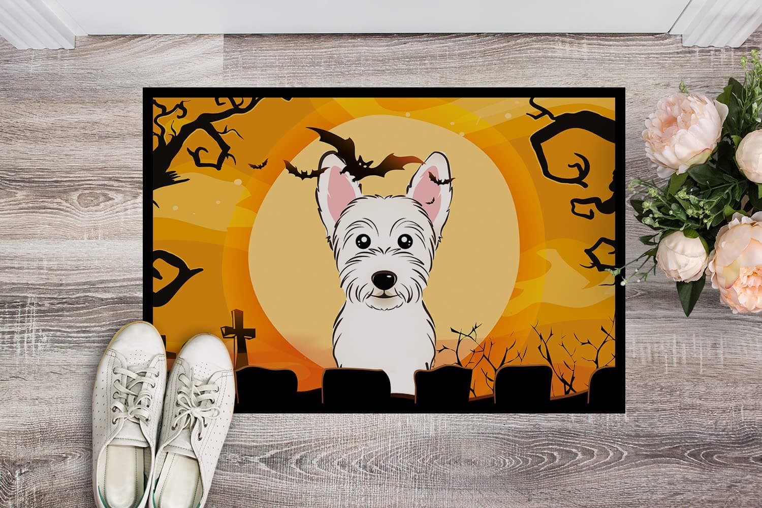 Caroline's Treasures BB1784MAT Halloween Westie Doormat 18x27 Front Door Mat Ind - Thumbnail 2
