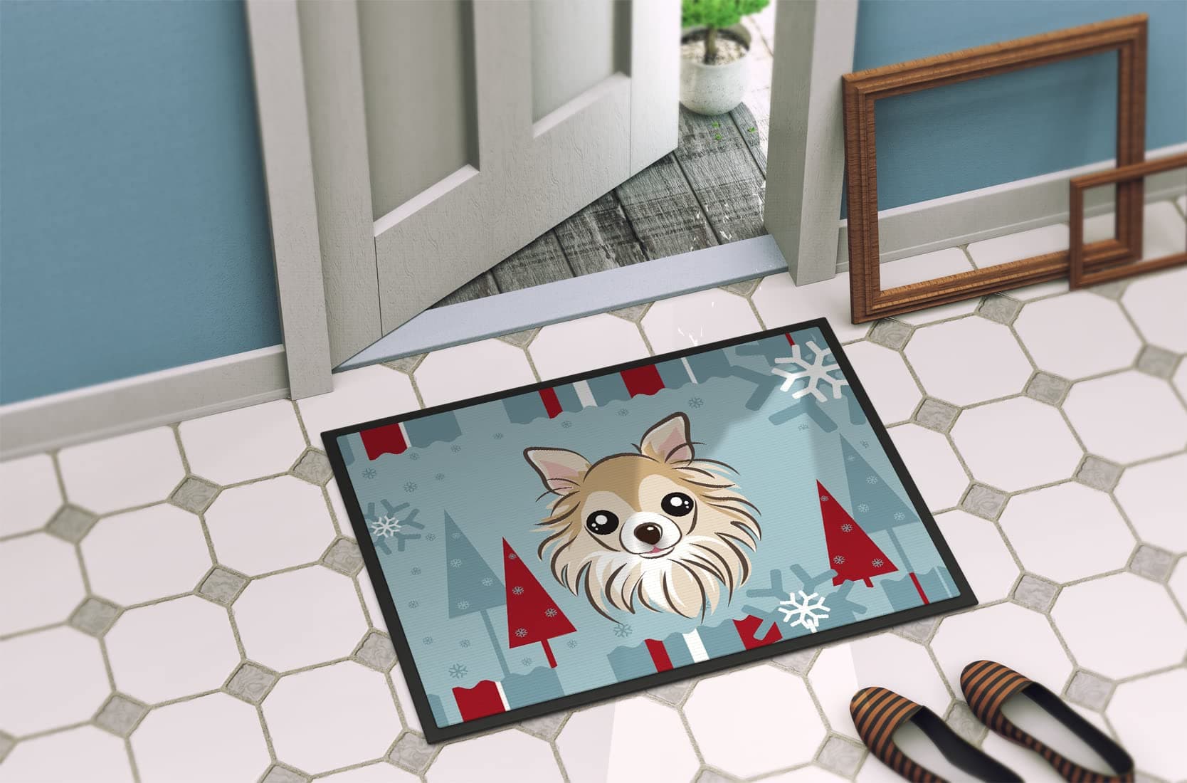 Caroline's Treasures BB1747MAT Winter Holiday Chihuahua Doormat 18x27 Front Door - Thumbnail 4