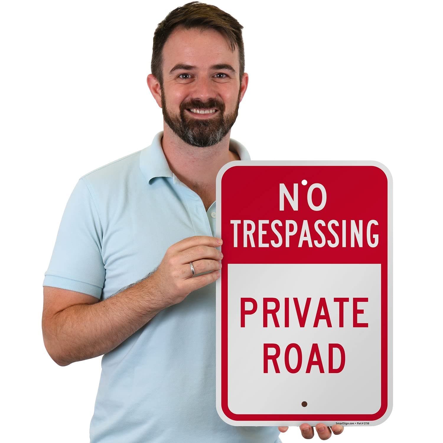 SmartSign "No Trespassing - Private Road" Sign | 12" x 18" Aluminum - Thumbnail 2