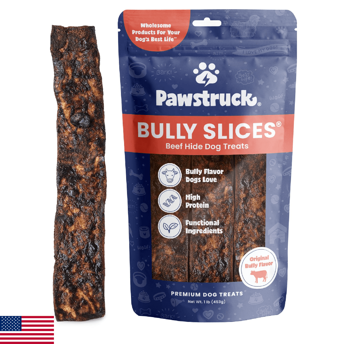 Pawstruck Bully Slices Premium Rawhide Chew Sticks, Beef Flavor - Low Fat, High - Image 1