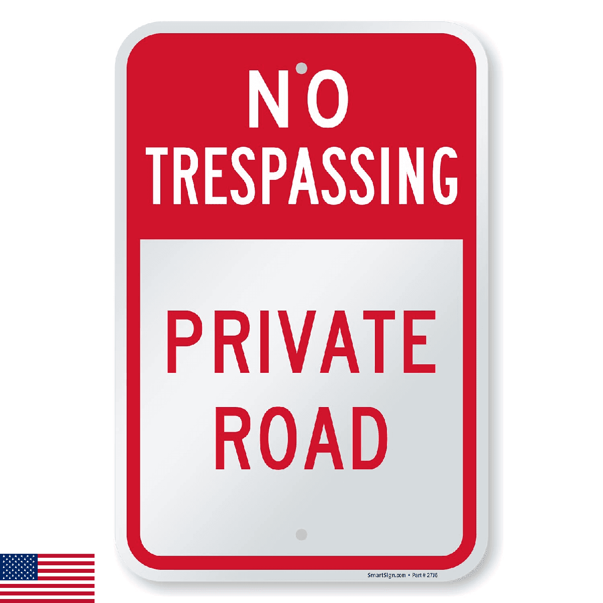 SmartSign "No Trespassing - Private Road" Sign | 12" x 18" Aluminum - Image 1