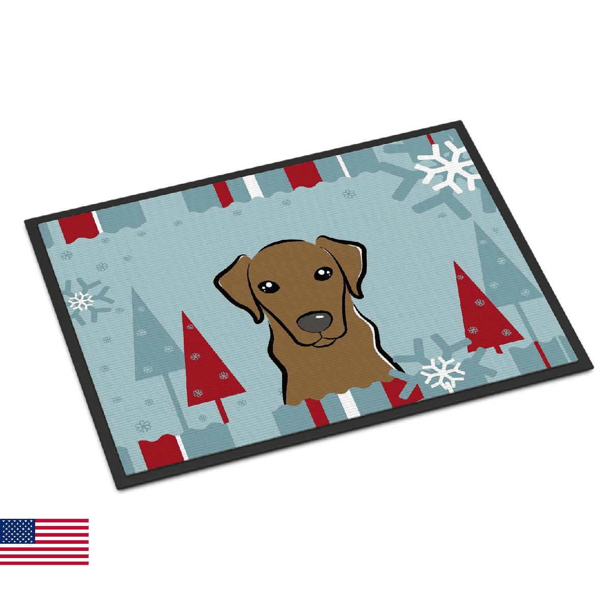 Caroline's Treasures BB1730MAT Winter Holiday Chocolate Labrador Doormat 18x27 F - Image 1