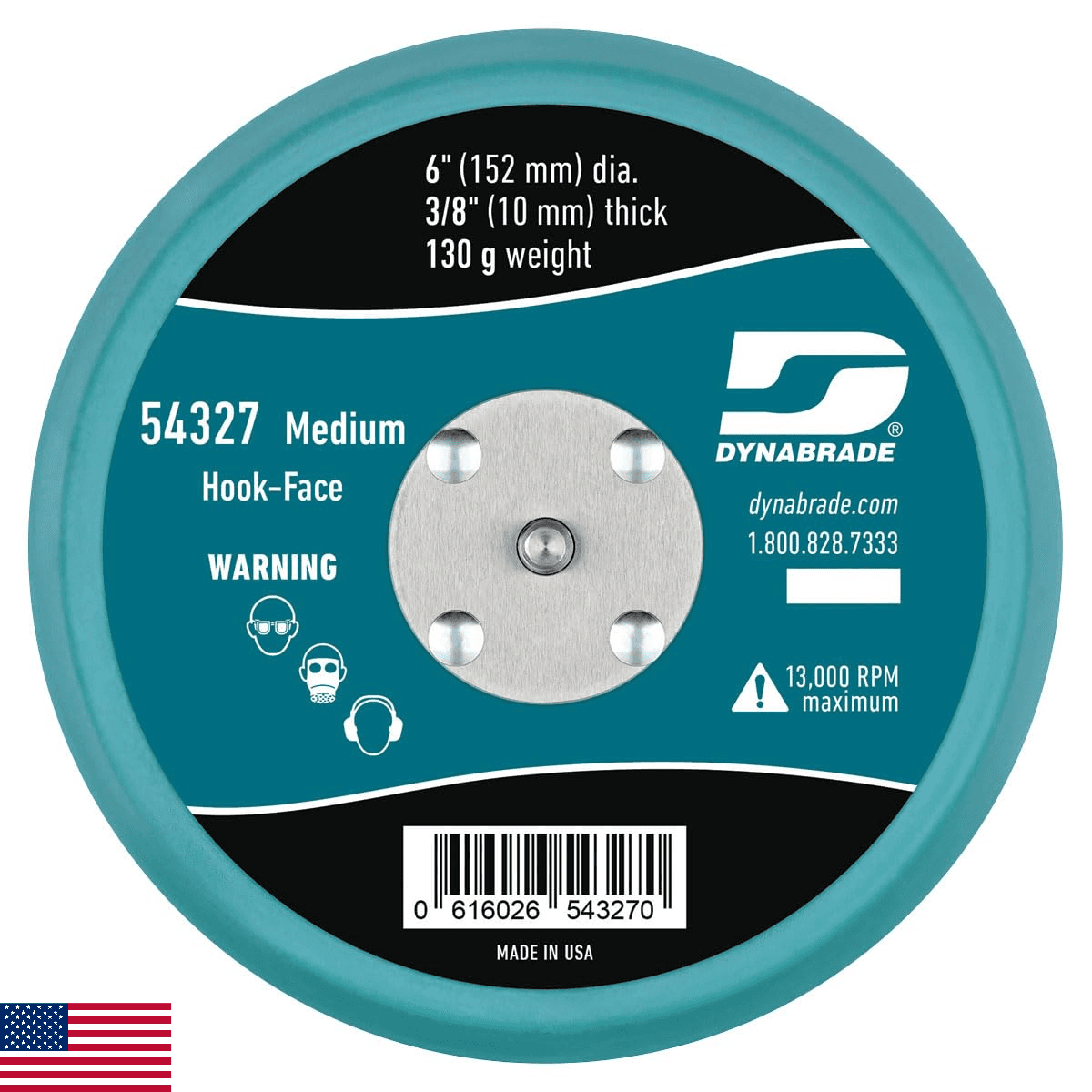 Dynabrade (54327) 6" (152 mm) Diameter Hook-Face Non-Vacuum Sanding Disc Pad, Sh - Image 1