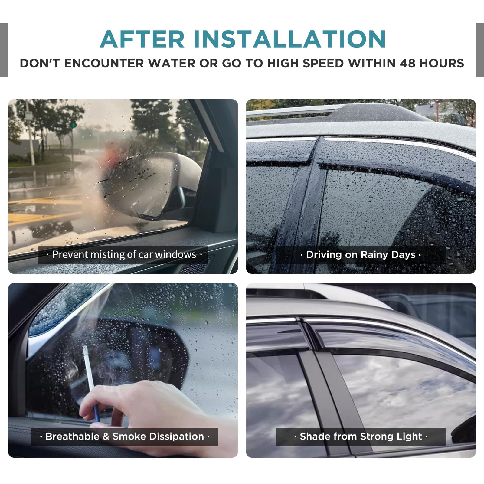 Tape On Window Visors Fits for 2014-2020 Chevrolet Impala, Side Auto Window Wind - Thumbnail 3