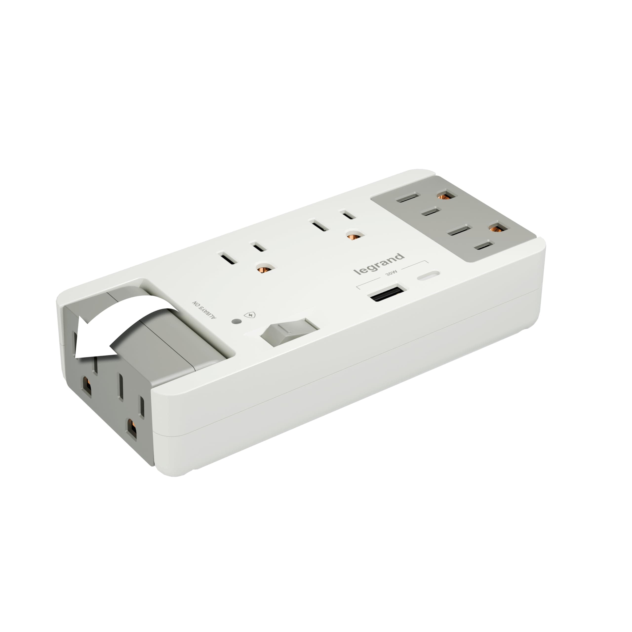 On-Q 6 Outlet Enclosure Surge Protector with One USB-A and One USB-C - Thumbnail 6