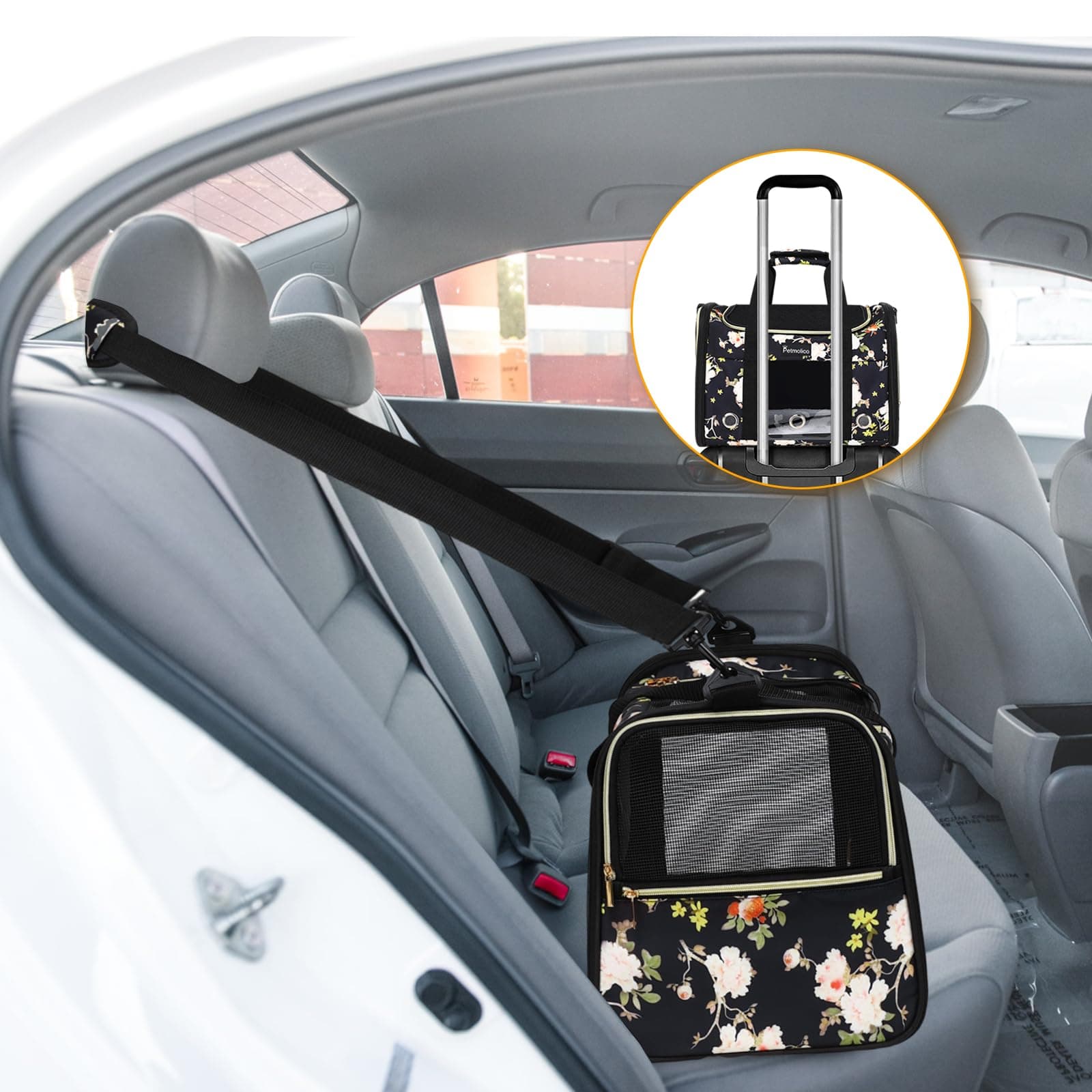 Petmolico Cat Carrier Soft-Sided Pet Bag Small Medium Cats Puppies 16lb Airline - Thumbnail 5