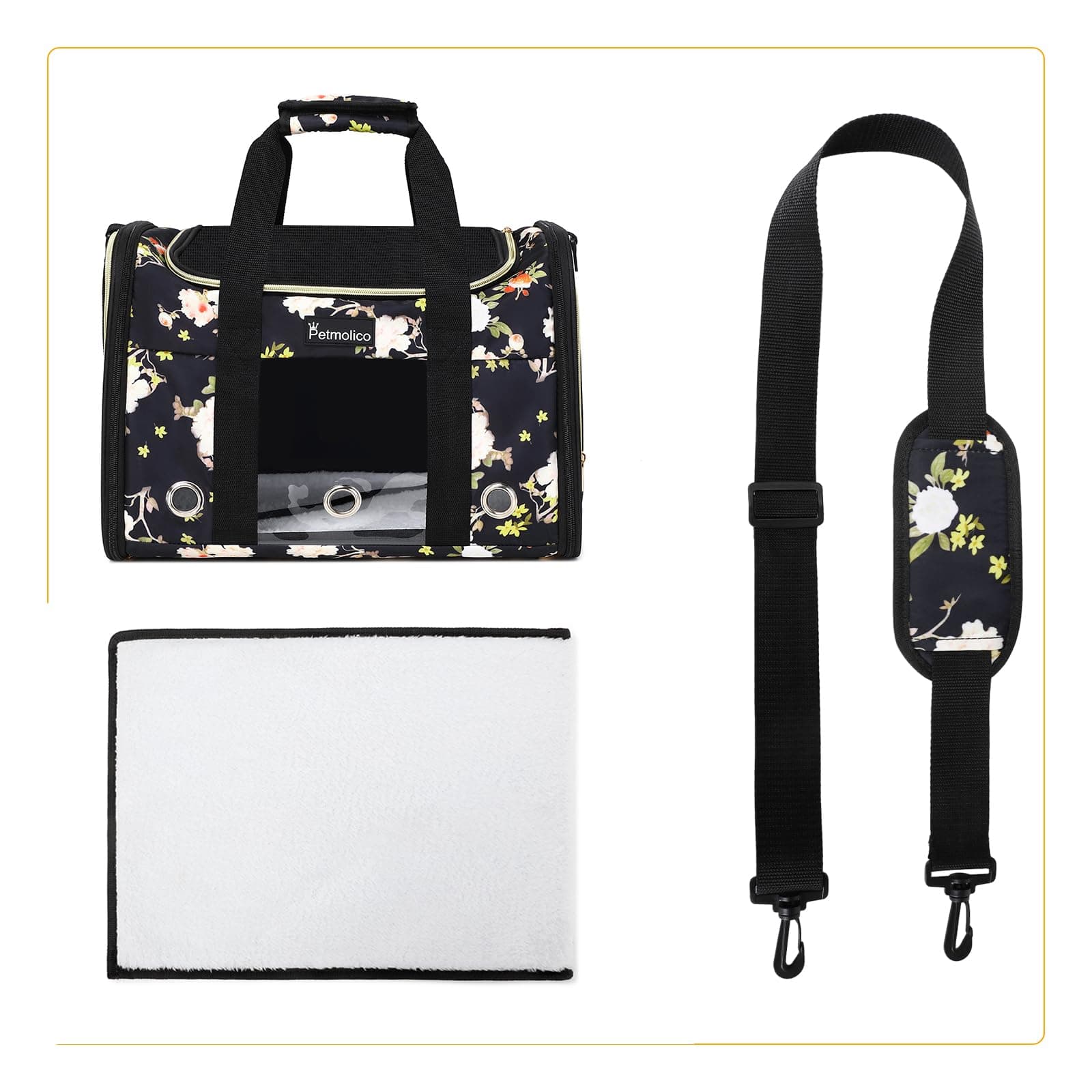 Petmolico Cat Carrier Soft-Sided Pet Bag Small Medium Cats Puppies 16lb Airline - Thumbnail 4