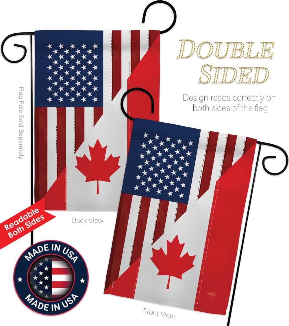 Breeze Decor G158190 US Canada Friendship Flags of the World US Friendship Impre - Thumbnail 3