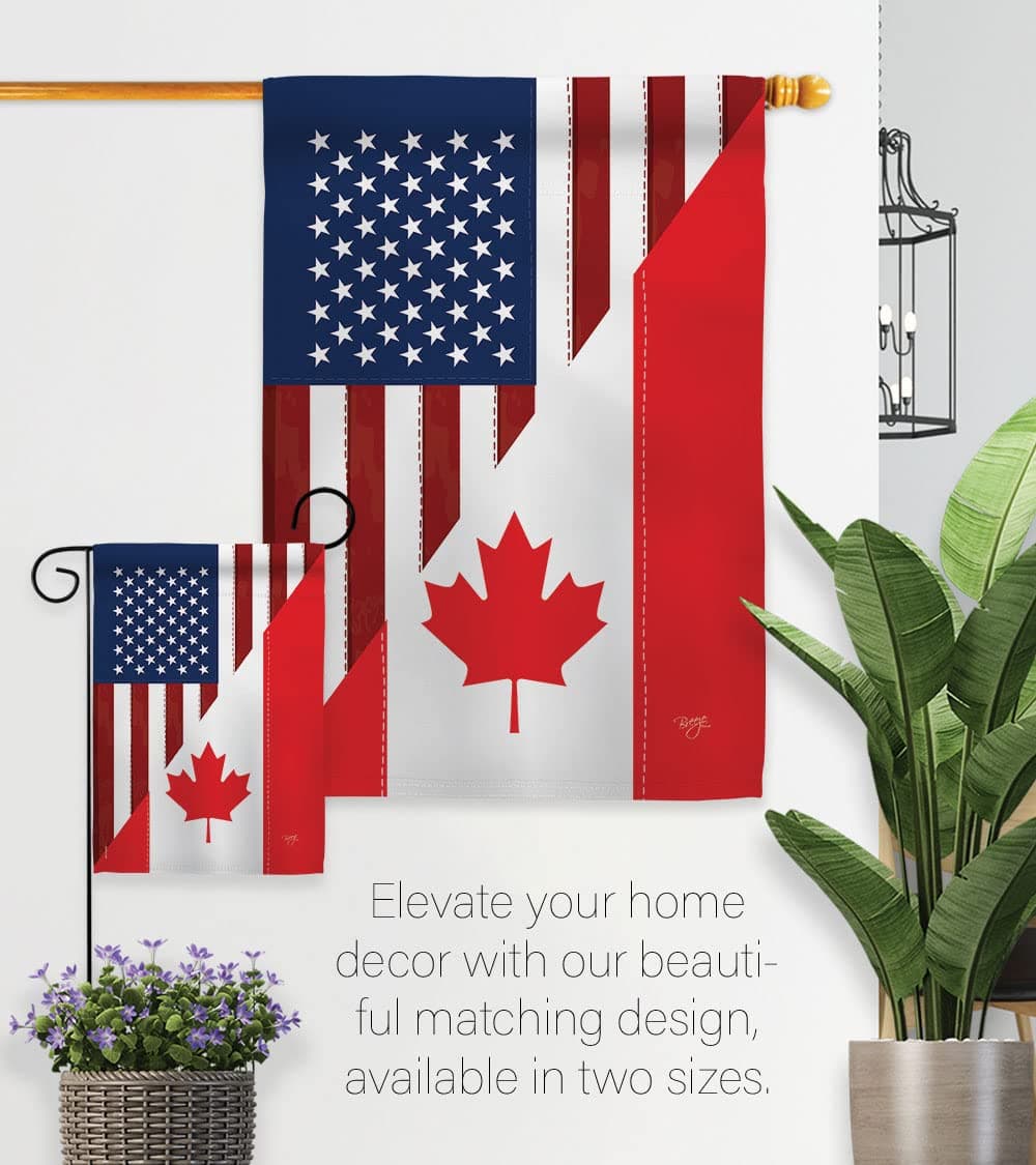Breeze Decor G158190 US Canada Friendship Flags of the World US Friendship Impre - Thumbnail 8