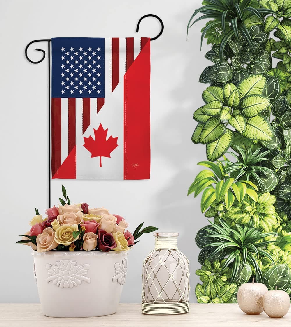 Breeze Decor G158190 US Canada Friendship Flags of the World US Friendship Impre - Thumbnail 9